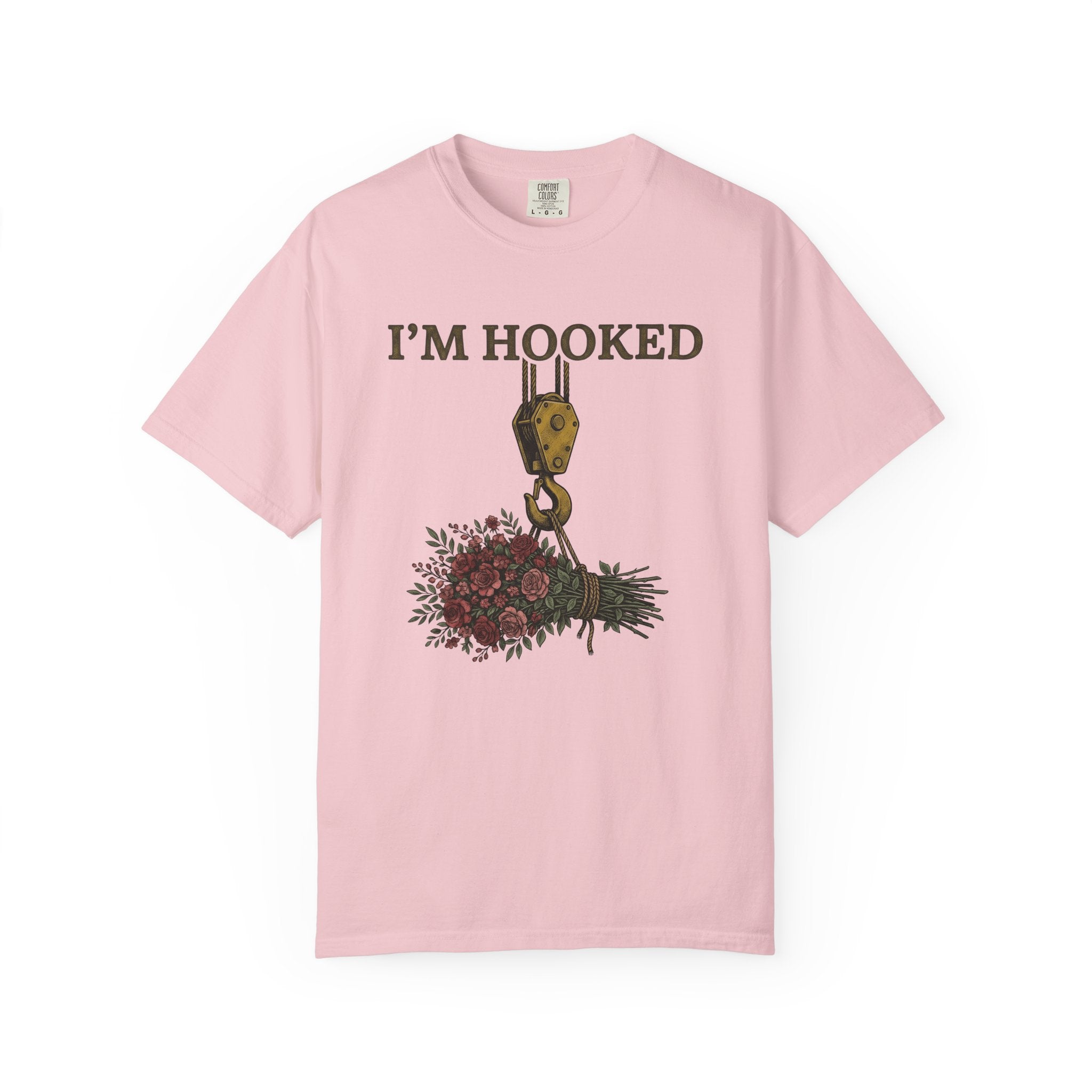 Crane Hook Bouquet Shirt Valentines Day Blossoms Gift Women Hand Painted Tee Hook Arrangement T-Shirt Valentine Fan Painted Art Tshirt