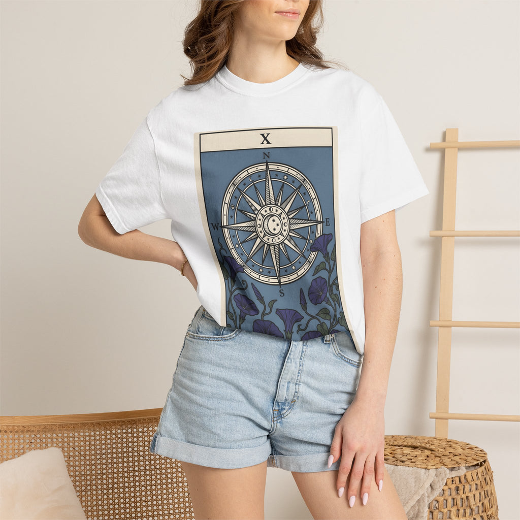 Navigation Wheel Shirt Boho Chic Holistic Gift Women Mystic Card Tee Steering Wheel T-Shirt Bohemian Fan Tarot Card Tshirt Spiritual Graphic
