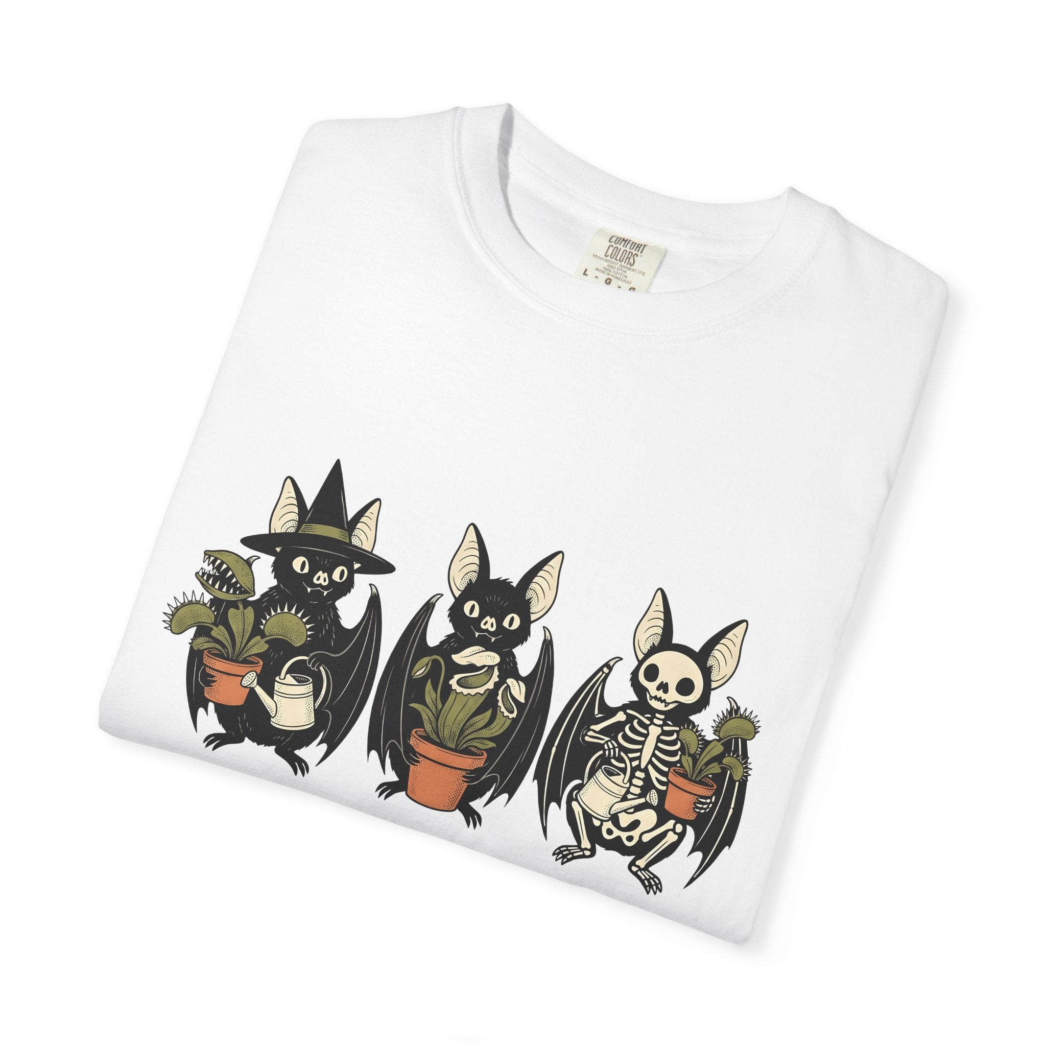 Bat Plant Shirt Halloween Gothic Gift Women Cartoon Tee Black Bat T-Shirt Horror Fan Dark Art Tshirt Gothic Graphic Vintage Skeleton Tshirt