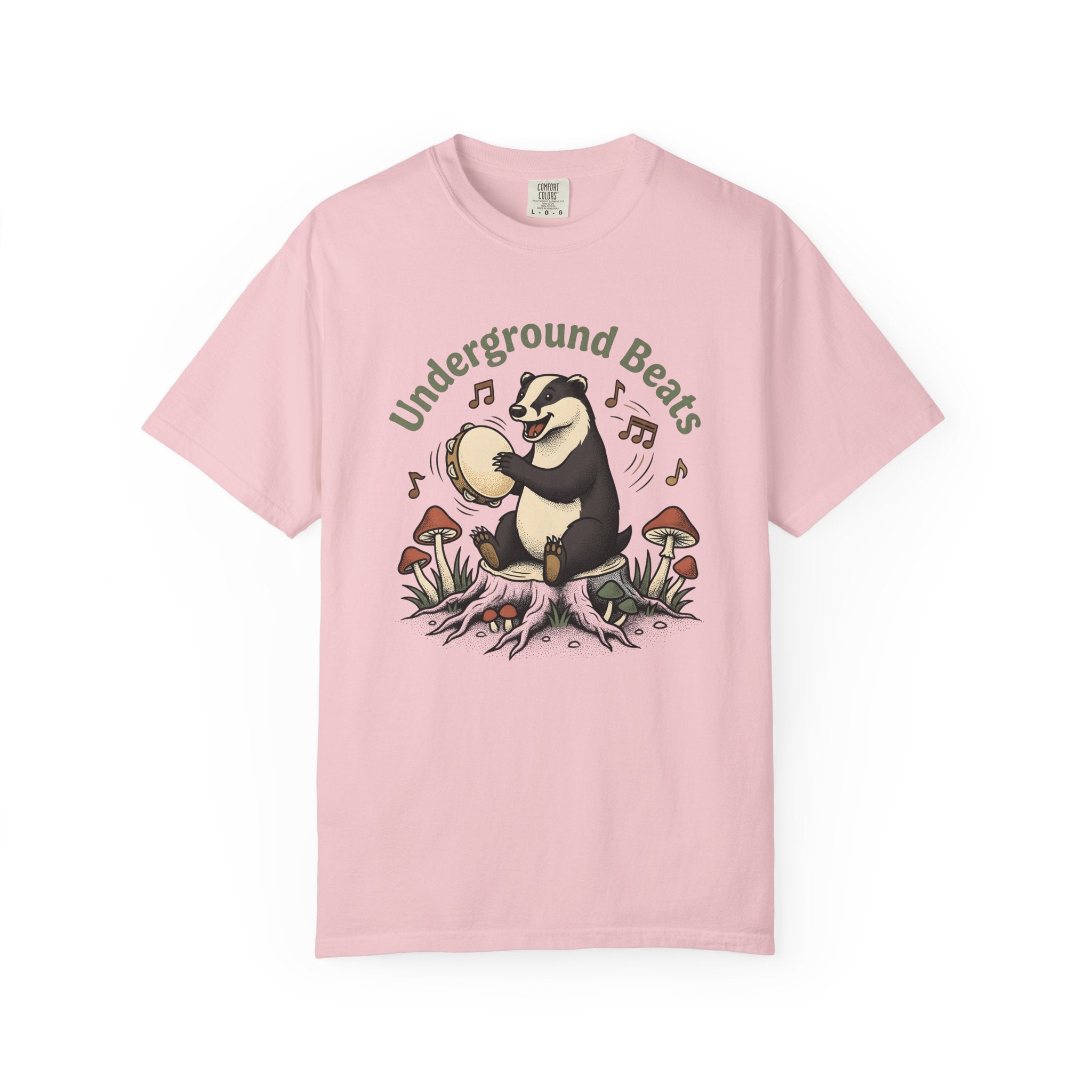 Badger Tambourine Shirt Cottagecore Forest Gift Women Playful Tee Tambourine T-Shirt Cottage Enthusiast Whimsical Tshirt Woods Graphic Retro