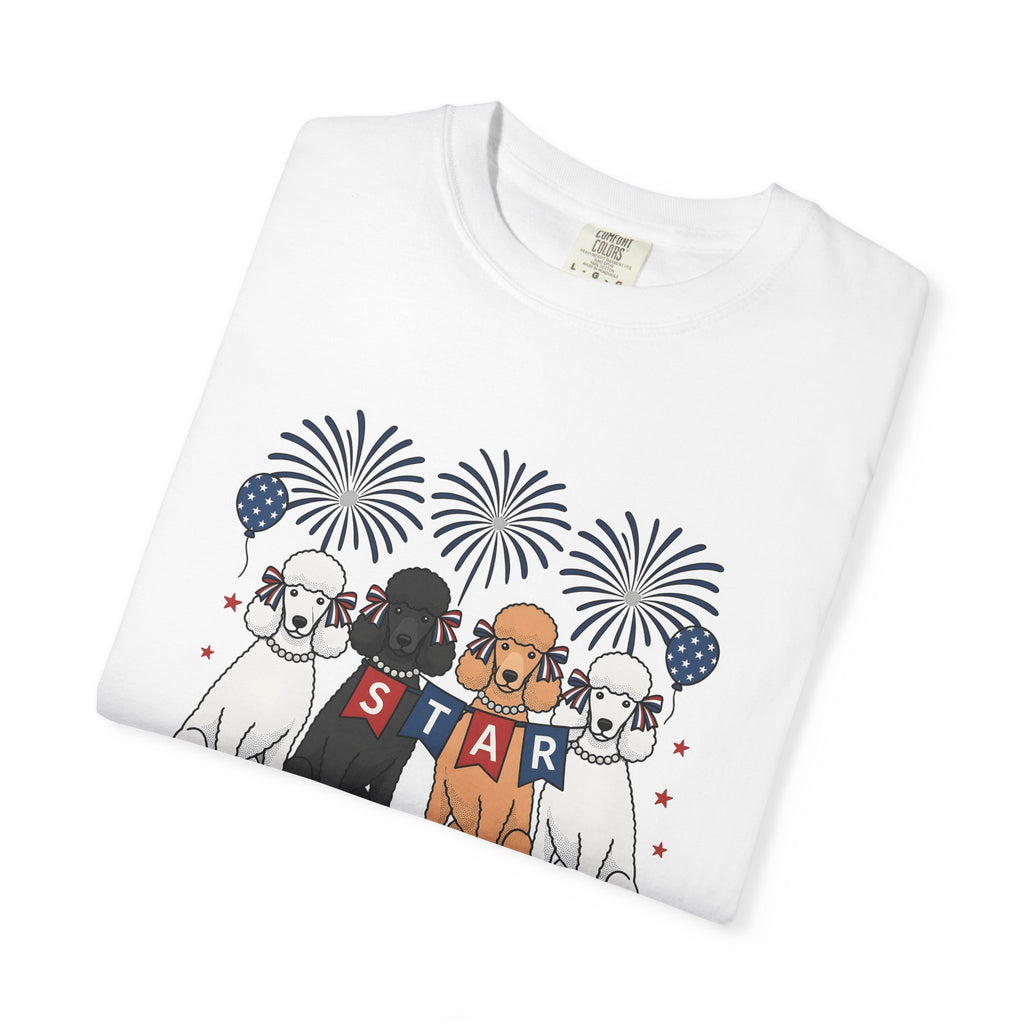 Poodle Dogs Shirt Dog Independence Gift Women Caricature Tee Poodle T-Shirt Dog Fan Cartoon Tshirt Freedom Graphic Nostalgic Pyrotechnics