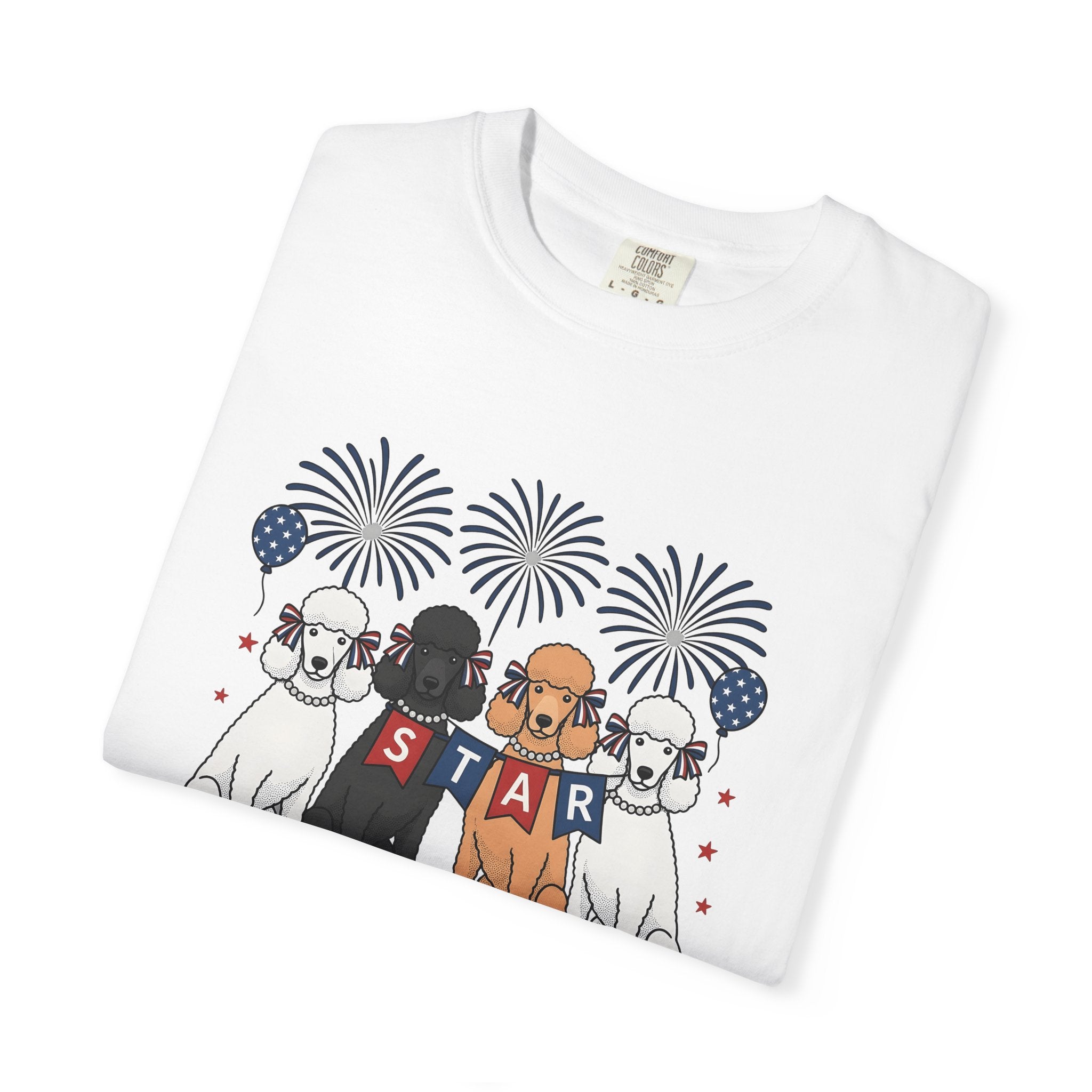 Poodle Dogs Shirt Dog Independence Gift Women Caricature Tee Poodle T-Shirt Dog Fan Cartoon Tshirt Freedom Graphic Nostalgic Pyrotechnics