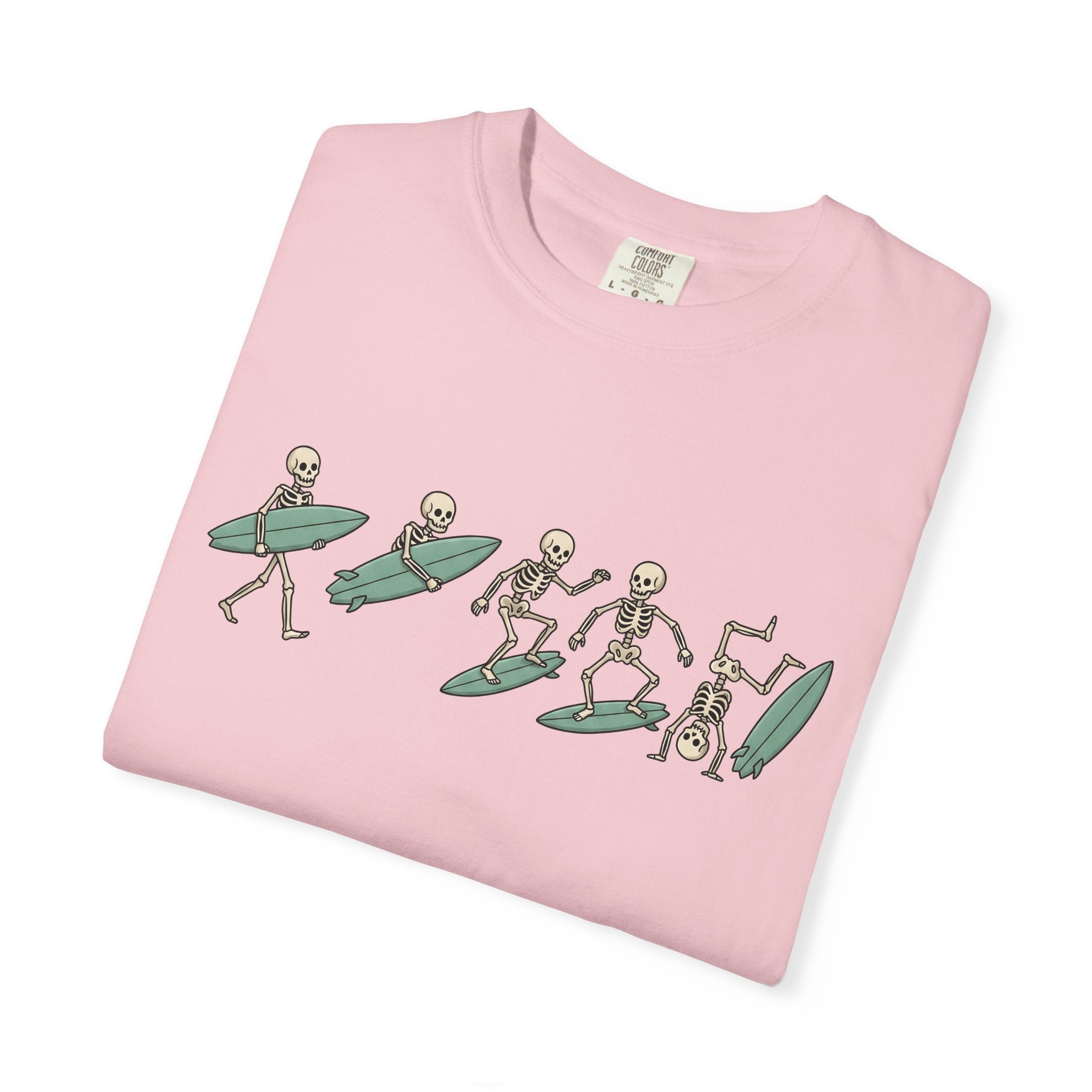 Skeleton Wave Riding Shirt Surfing Coast Gift Women Caricature Tee Surfboard T-Shirt Surfer Fan Coastal Graphic Doodle Longboard Tshirt