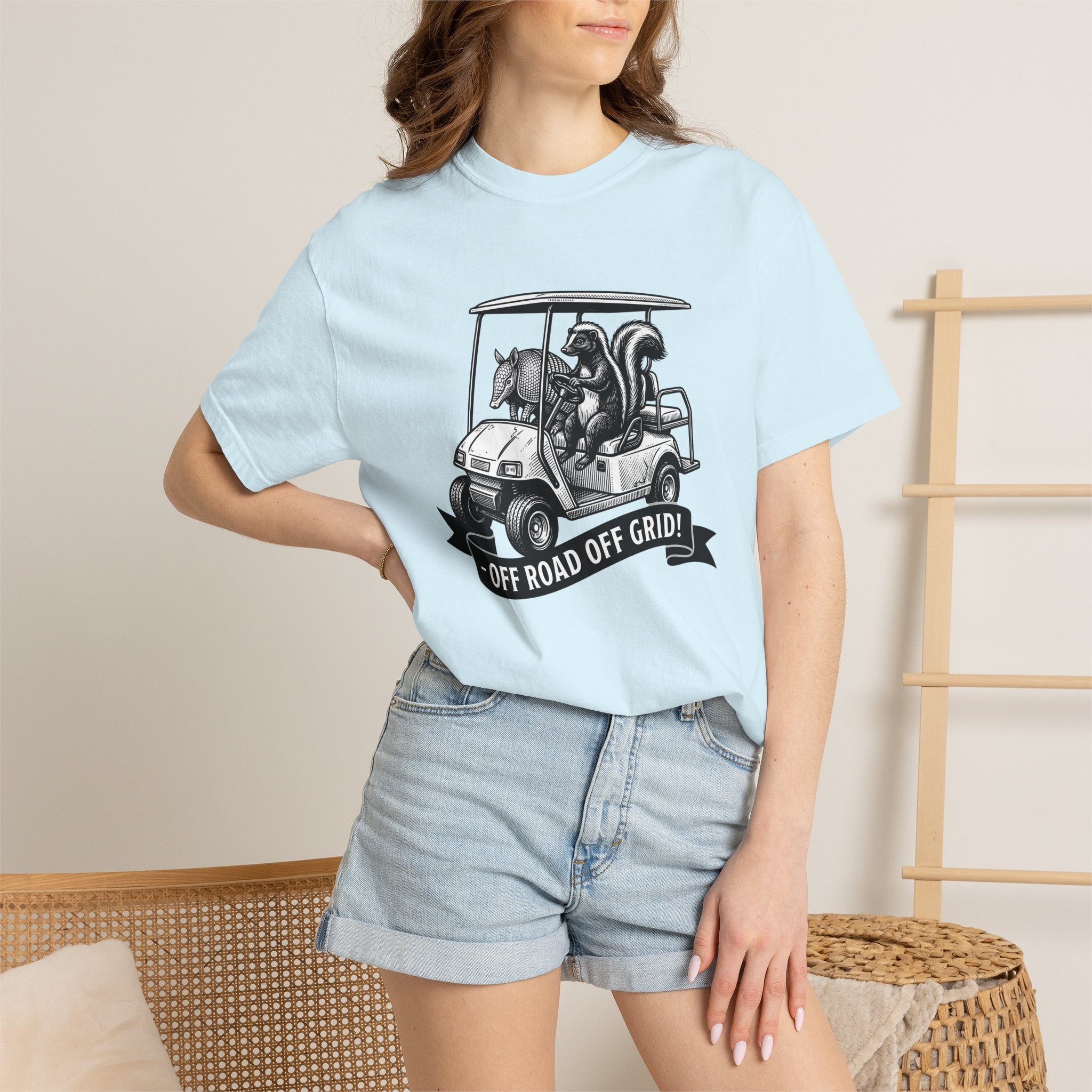 Wildlife Golf Cart Shirt Boho Chic Travel Gift Women Retro Tee Golf Cart T-Shirt Bohemian Fan Vintage Tshirt Adventure Graphic Sketch Flag