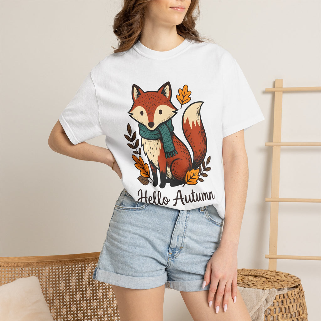 Fox Shirt Autumn Fauna Gift Women Adorable Tee Vixen T-Shirt Fall Fan Cute Tshirt Wildlife Graphic Doodle Maple Leaves Tshirt