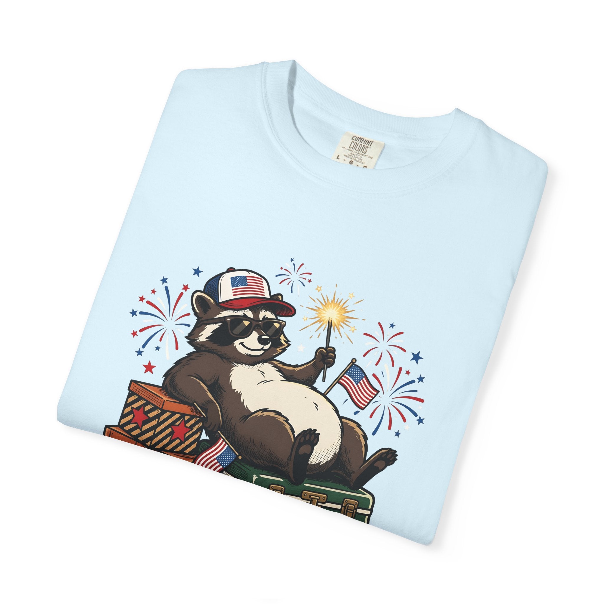 Raccoon Usa Shirt 4th Of July Wildlife Gift Women Comic Tee Trash Panda T-Shirt Independence Day Fan Cartoon Tshirt Animal Graphic Retro