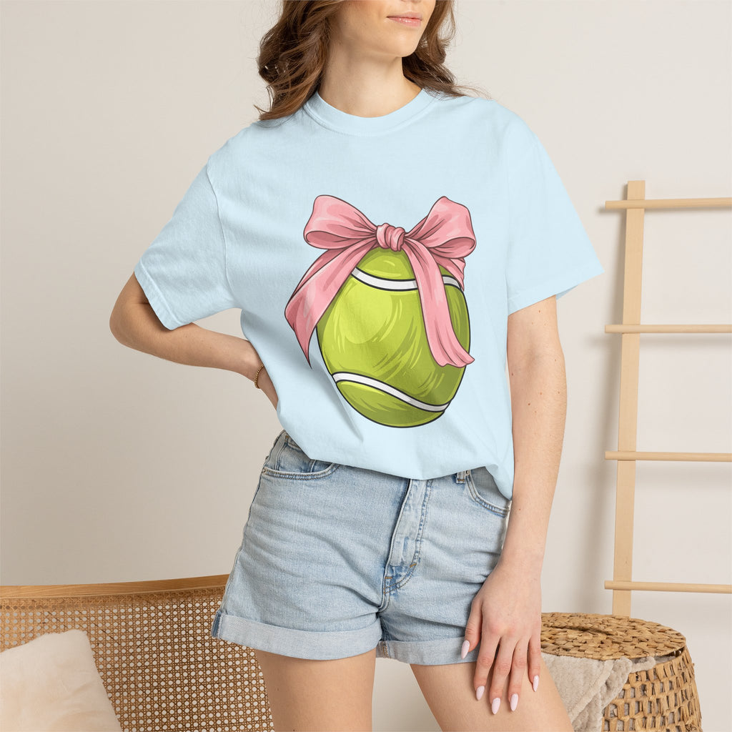 Tennis Ball Bow Shirt Moms Exercise Gift Women Anime Tee Tennis Bow T-Shirt Motherhood Fan Cartoon Tshirt Fitness Graphic Doodle Pink Bow