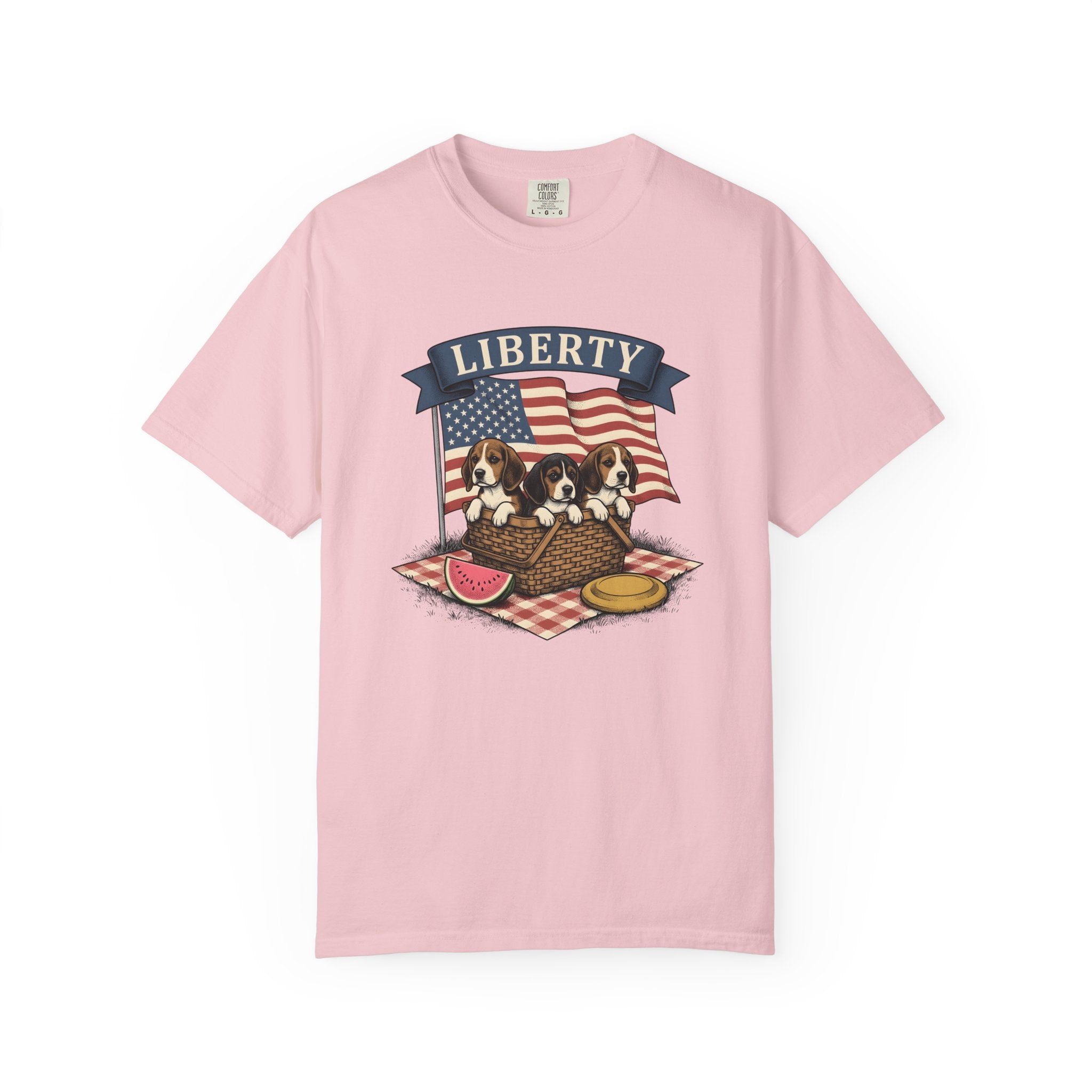 Beagle Pups Shirt America 4Th Of July Freedom Gift Women Rustic Tee Puppy T-Shirt Patriot Fan Country Tshirt Liberty Graphic Doodle Picnic