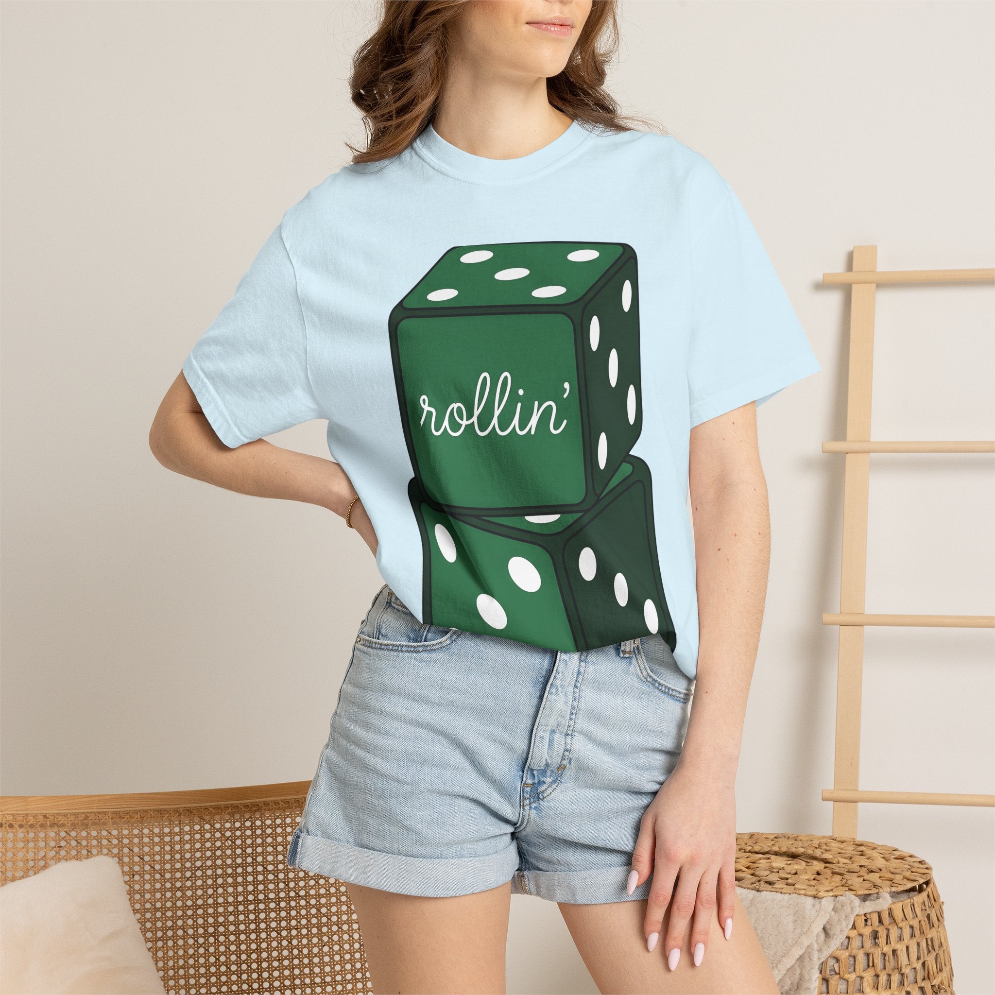 Green Dice Shirt St Patrick's Day Gambling Gift Women Graphic Tee Dice T-Shirt Luck Fan Graphic Tshirt Betting Design Minimal Polka Dots