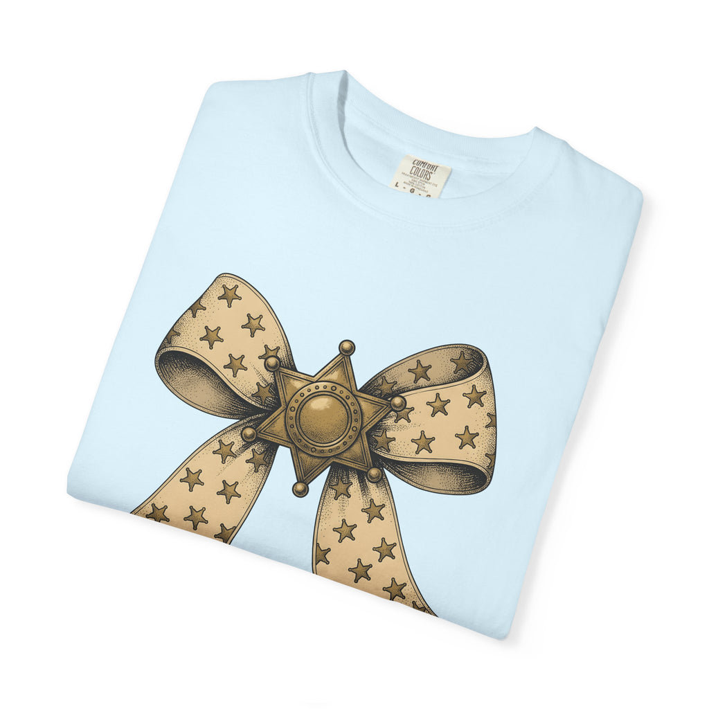 Marshal Star Bow Shirt Cowgirl Western Show Gift Women Sketch Tee Star Bow T-Shirt Rodeo Fan Drawing Graphic Folk Star Symbol Tshirt