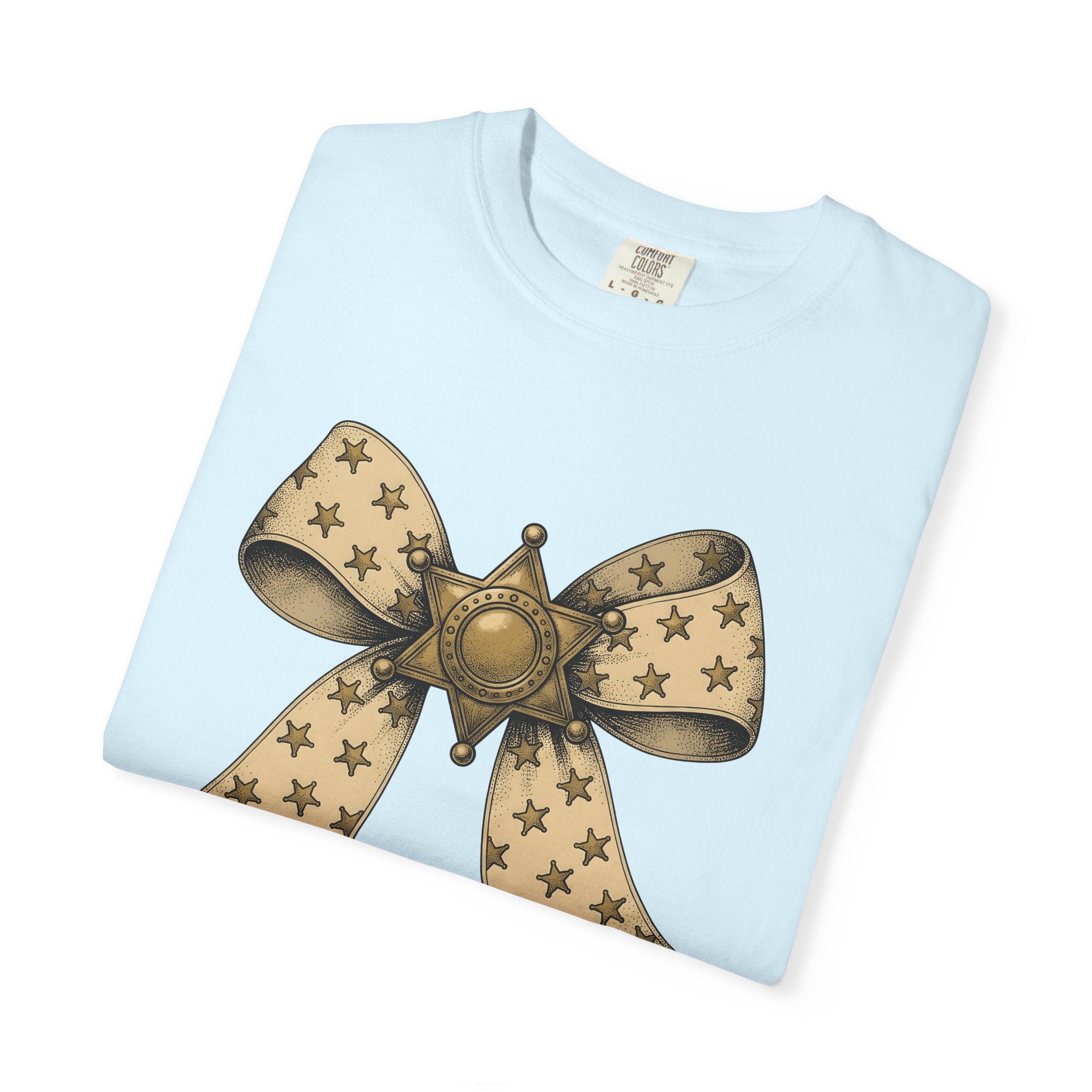 Marshal Star Bow Shirt Cowgirl Western Show Gift Women Sketch Tee Star Bow T-Shirt Rodeo Fan Drawing Graphic Folk Star Symbol Tshirt
