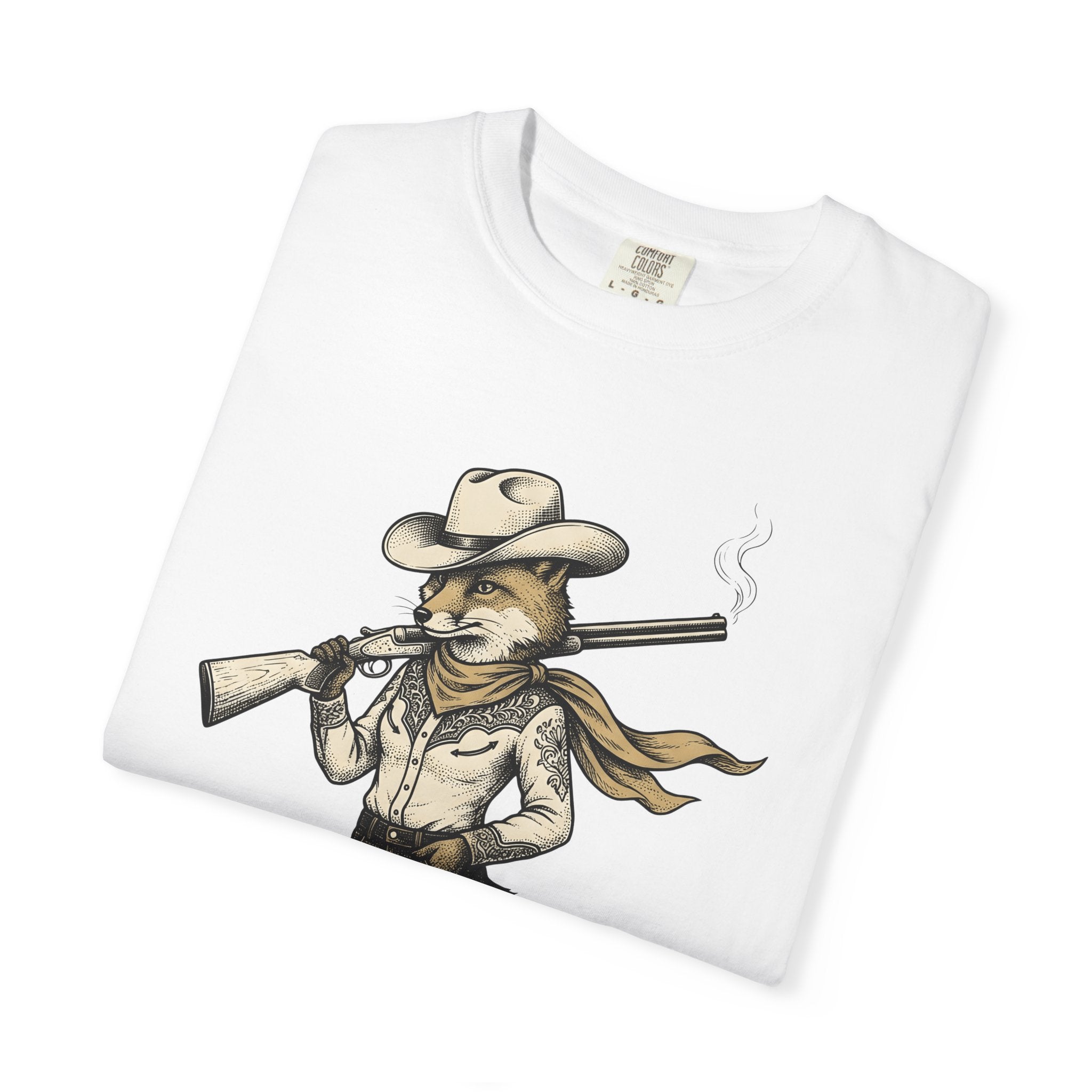 Fox Cowboy Shirt Cowgirl Ranch Gift Women Rustic Tee Fox T-Shirt Cowgirl Fan Vintage Tshirt Farm Graphic Sketch Gun Tshirt
