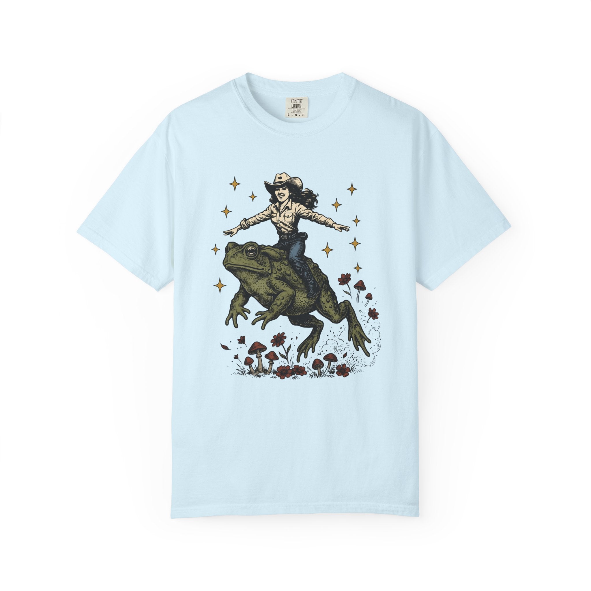 Cowgirl Riding Frog Shirt Cowgirl Western Gift Women Vintage Tee Rodeo T-Shirt Cowboy Fan Retro Tshirt Country Graphic Hand Drawn