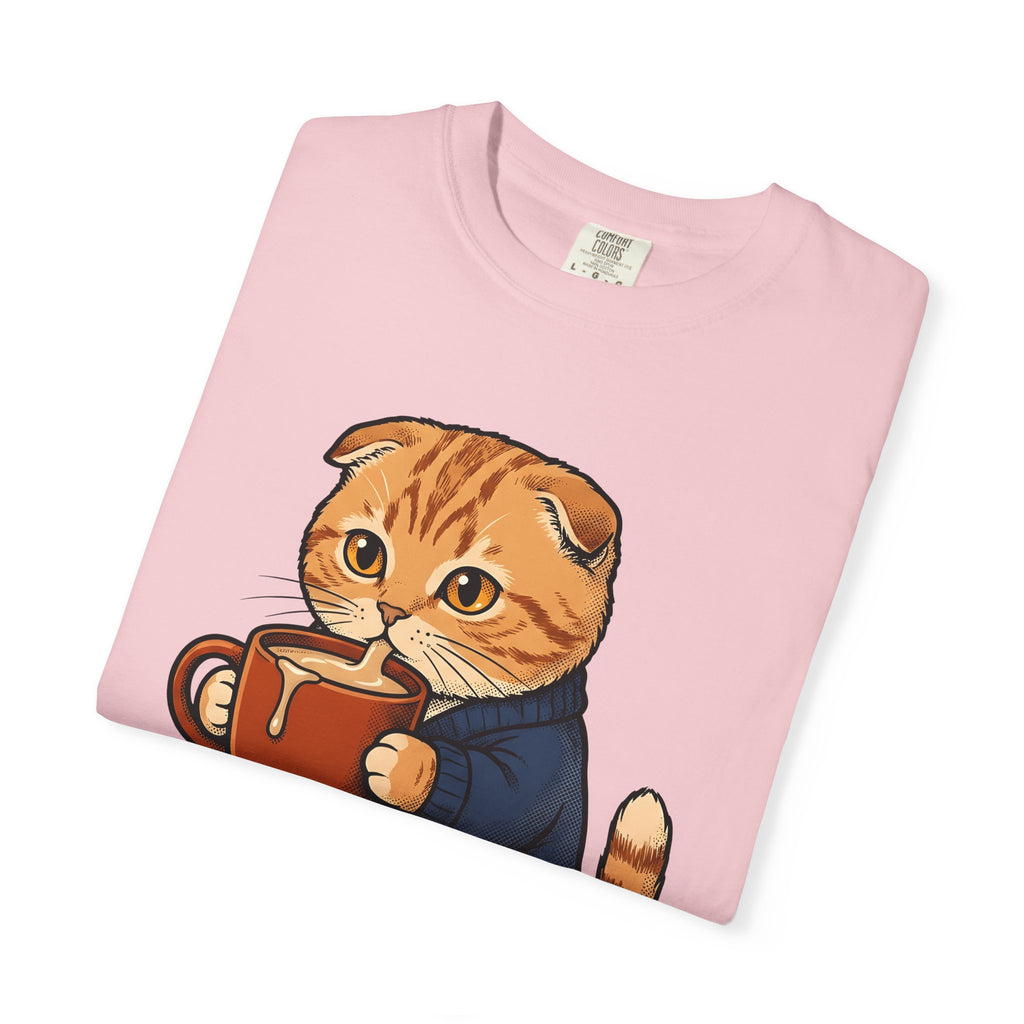 Feline Mocha Shirt Coffee Wildlife Gift Women Sweet Tee Cat T-Shirt Coffee Fan Cute Tshirt Animal Graphic Doodle Jumper Tshirt