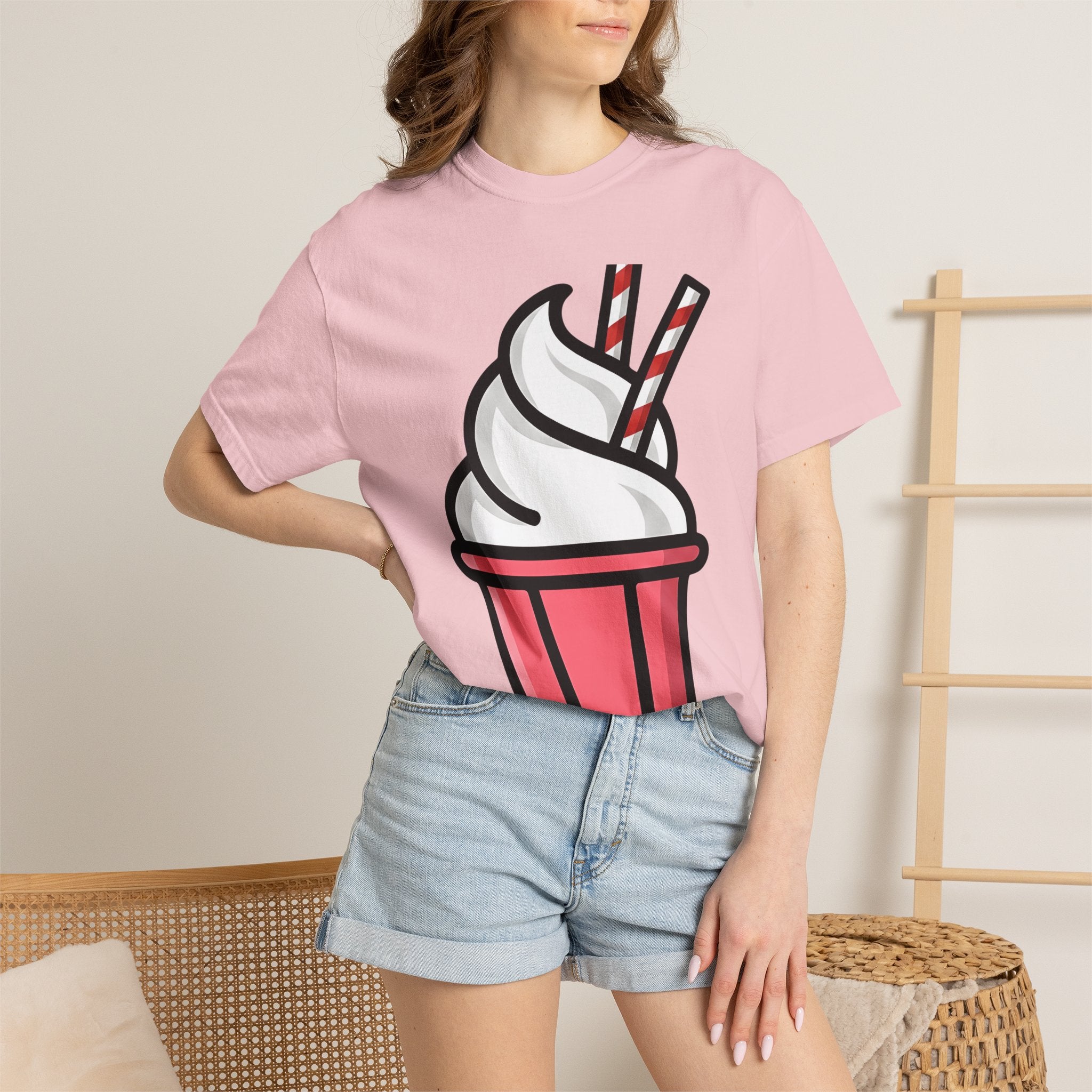 Frozen Dessert Shirt Desserts Gourmet Gift Women Line Art Tee Ice Cream T-Shirt Dessert Fan Illustration Tshirt Gourmet Graphic Modern