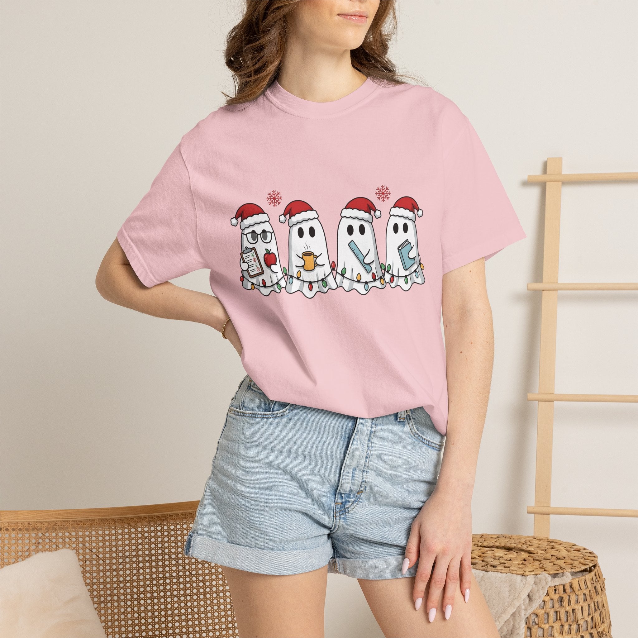Holiday Ghost Shirt Teachers Celebration Gift Women Sweet Tee Specter T-Shirt Educator Enthusiast Cute Tshirt Festive Graphic Comic