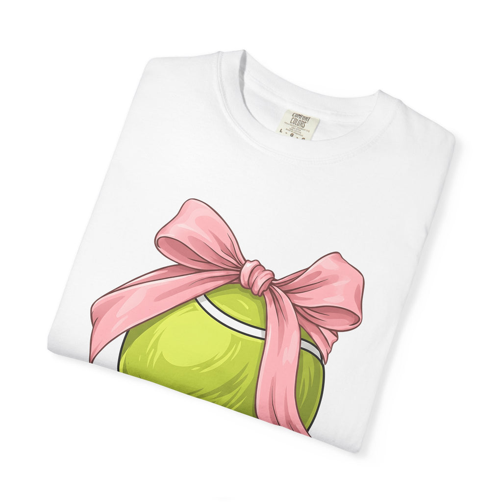 Tennis Ball Bow Shirt Moms Exercise Gift Women Anime Tee Tennis Bow T-Shirt Motherhood Fan Cartoon Tshirt Fitness Graphic Doodle Pink Bow