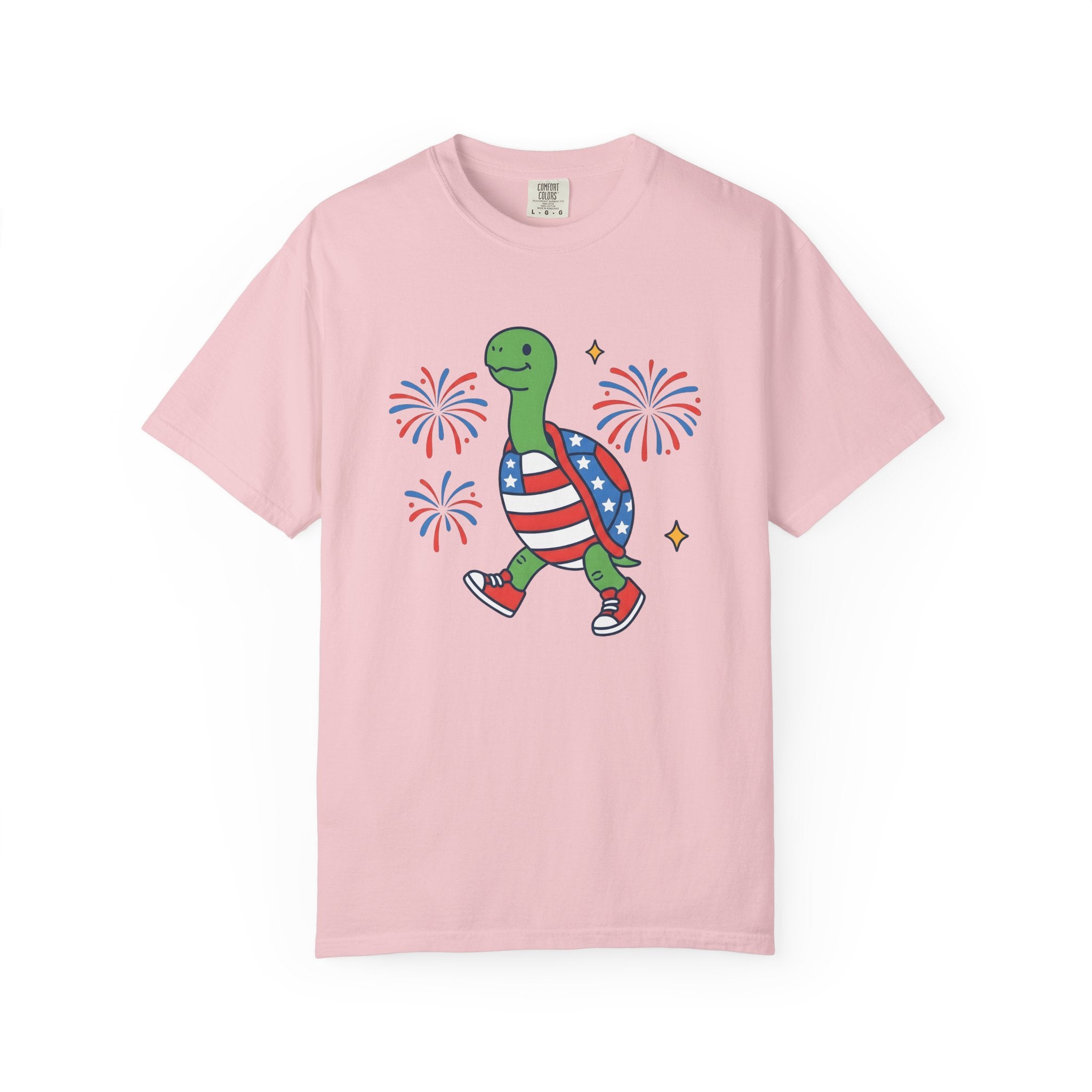 American Turtle Shirt 4th Of July Wildlife Gift Women Comic Tee Turtle T-Shirt Independence Day Enthusiast Fireworks Tshirt Wildlife Graphic