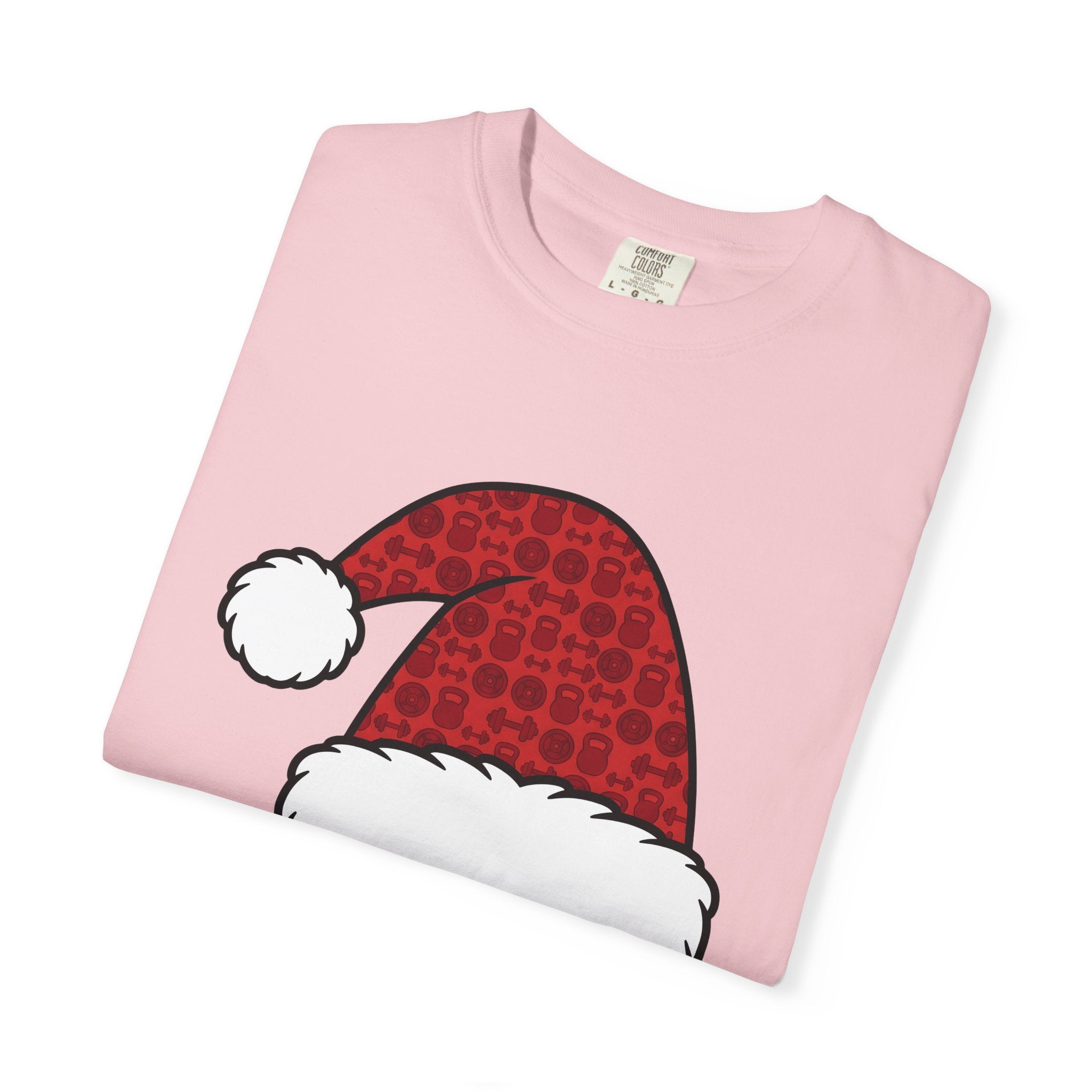 Santa Hat Shirt Christmas Workout Gift Women Cute Tee Christmas Hat T-Shirt Xmas Fan Fitness Graphic Tshirt Clean Barbell Tshirt