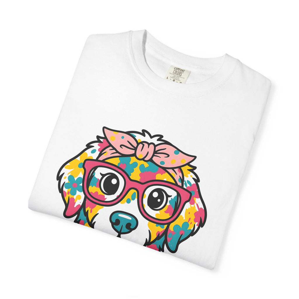 Dog Head Shirt Easter Animal Gift Women Comic Tee Puppy T-Shirt Easter Fan Cartoon Tshirt Creature Graphic Vibrant Spectacles Tshirt
