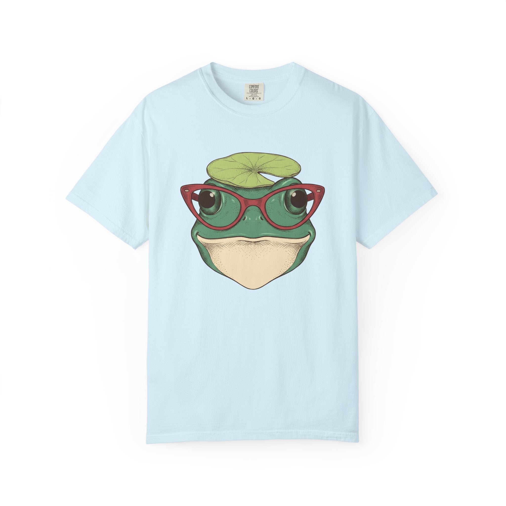 Amphibian Glasses Shirt Frog Nature Gift Women Cartoon Tee Specs T-Shirt Toad Fan Eyewear Tshirt Environmental Graphic Line Art Water Lily