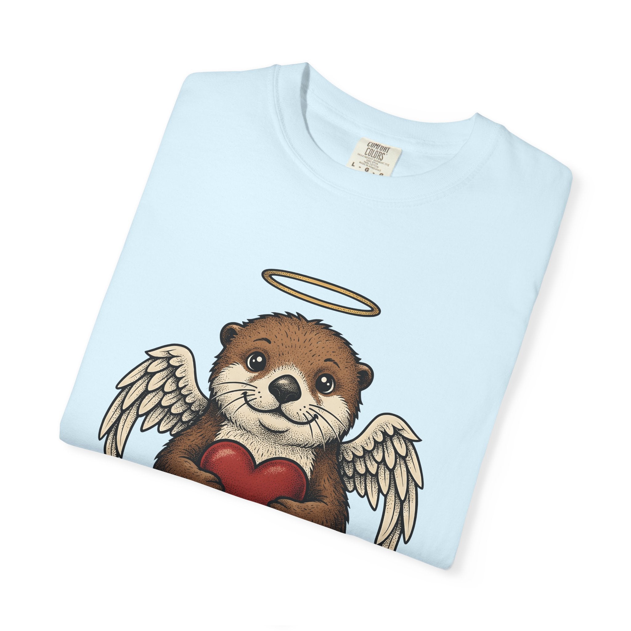 Otter Cupid Shirt St. Valentine's Day Fauna Gift Women Line Art Tee Otter T-Shirt Valentine Fan Minimalist Tshirt Wildlife Graphic Classic