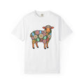 Lamb Floral Shirt Easter Spring Gift Women Boho Tee Sheep T-Shirt Easter Fan Hippie Tshirt Floral Graphic Folk Art Easter Eggs Tshirt