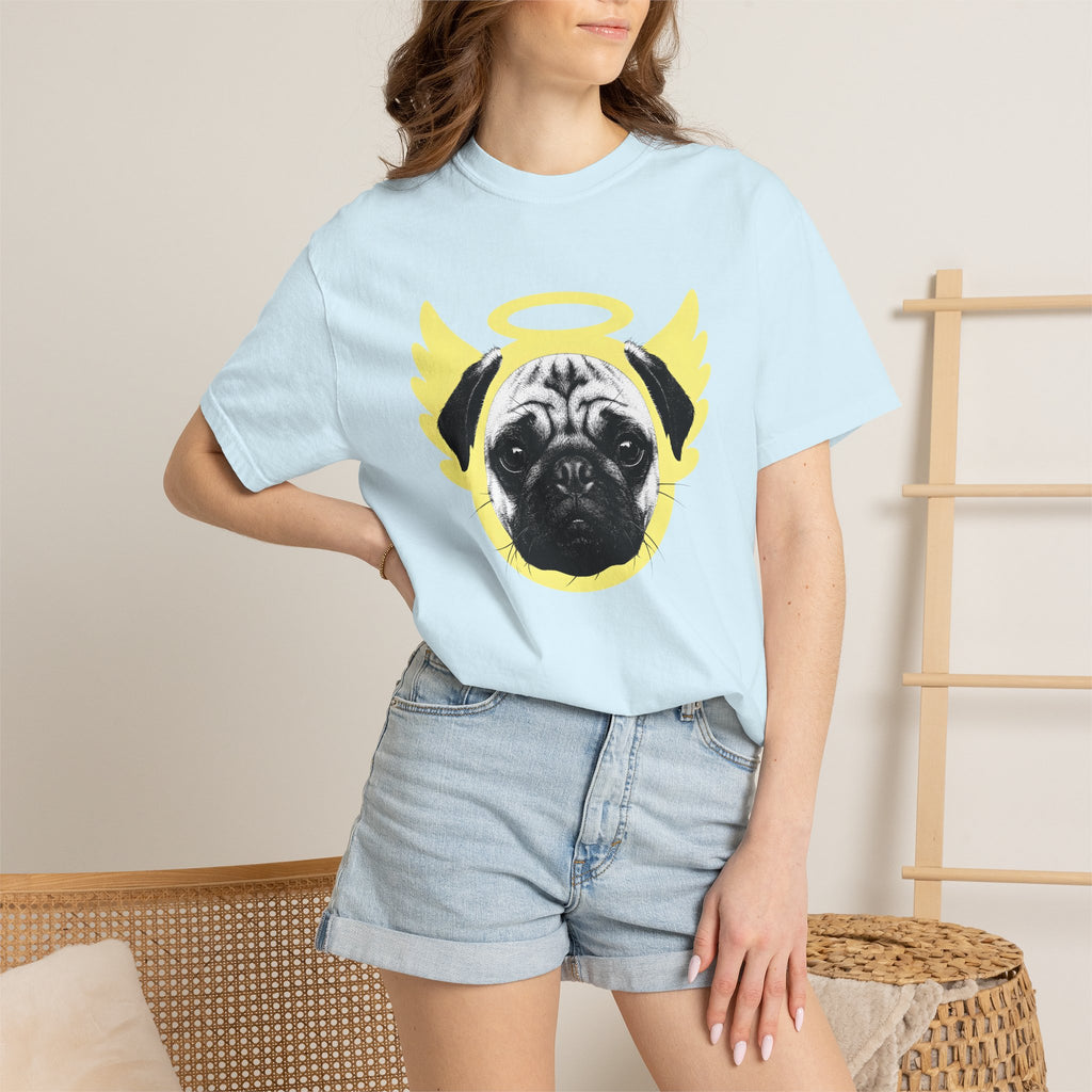 Pug Angel Shirt Dog Animal Gift Women Hand Drawn Tee Pug T-Shirt Dog Fan Illustrated Graphic Retro Halo Tshirt