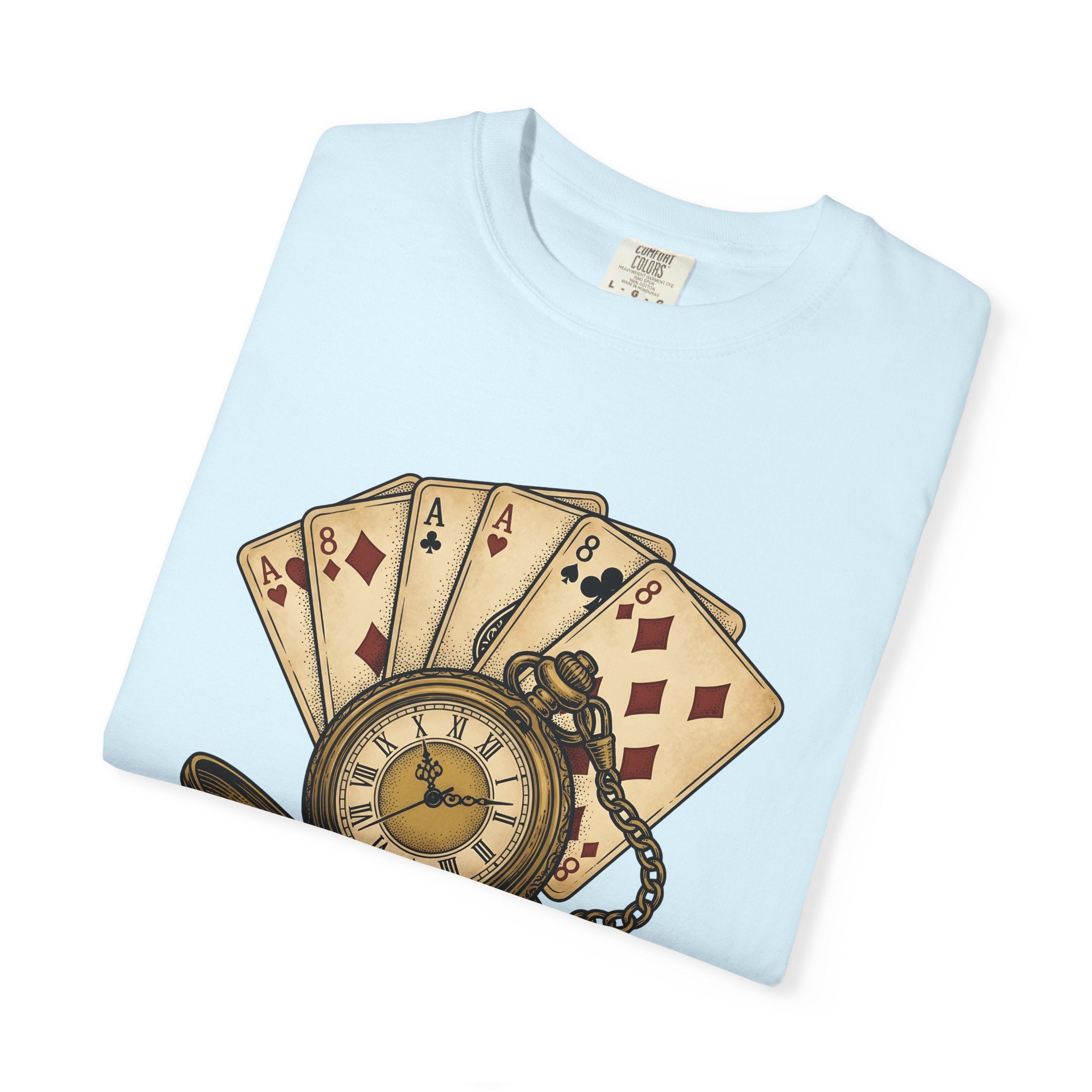 Pocket Watch Card Deck Shirt Poker Betting Gift Women Old Fashioned Tee Playing Card T-Shirt Gambler Fan Vintage Tshirt Wagering Graphic