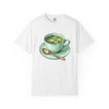 Lucky Leaf Cup Shirt St Patrick's Day Infusion Gift Women Painted Tee Tea Cup T-Shirt Shamrock Fan Hand Painted Tshirt Herbal Graphic Sketch