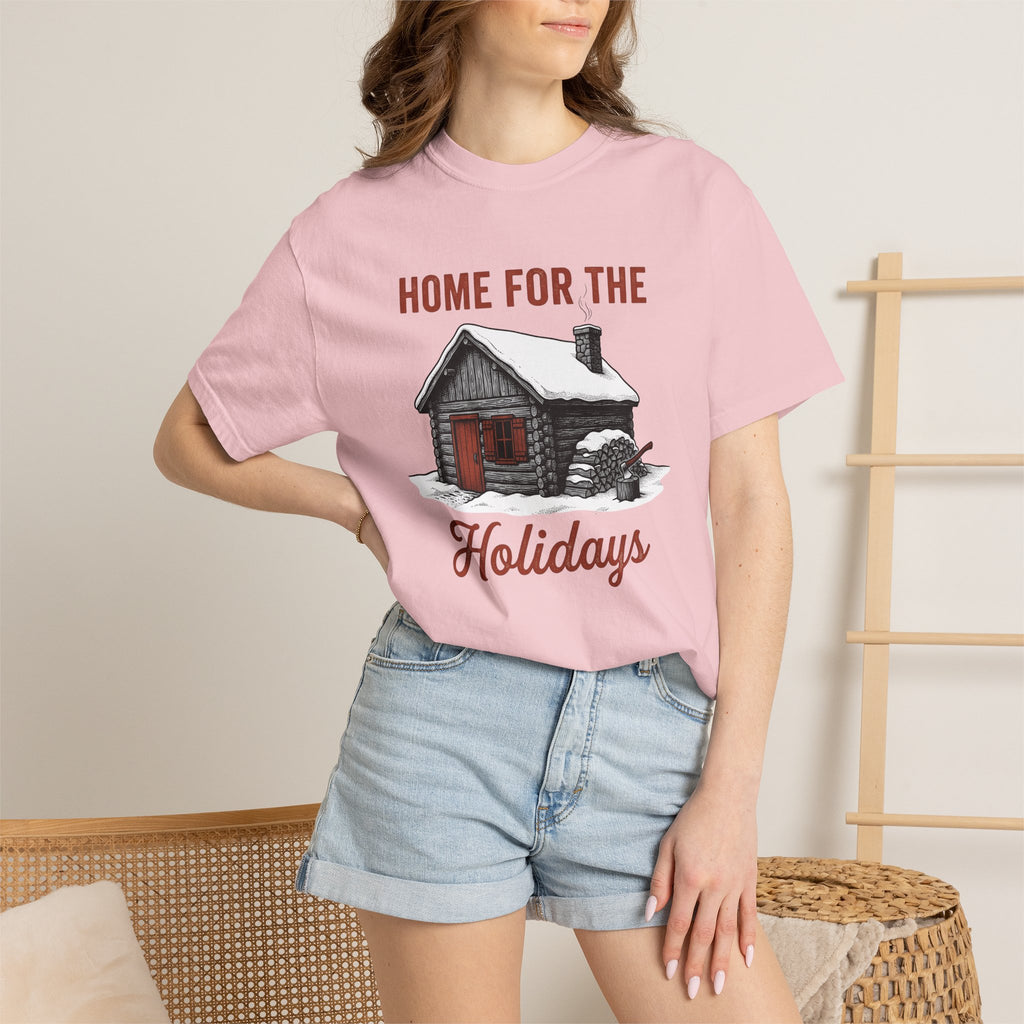 Log Cabin Shirt Christmas Winter Gift Women Vintage Tee Cabin T-Shirt Winter Fan Rustic Tshirt Frosty Graphic Hand Drawn Firewood Tshirt
