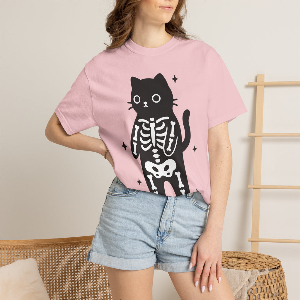 Kitty Bones Shirt Cat Fall Gift Women Playful Tee Cat Bones T-Shirt Cat Fan Feline Tshirt Autumn Graphic Basic Glimmers Tshirt