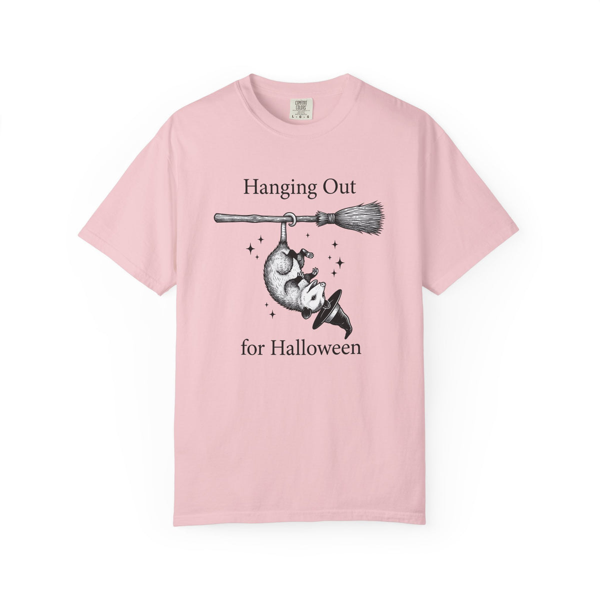 Possum Flying Broom Shirt Halloween Creatures Unisex Gift Line Art Tee Opossum