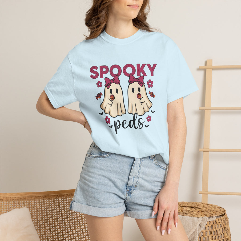 Ghost Candy Shirt Nurses Halloween Gift Women Cute Tee Candy T-Shirt Nurse Enthusiast Kawaii Tshirt Spooky Graphic Hand Drawn Pink Bow