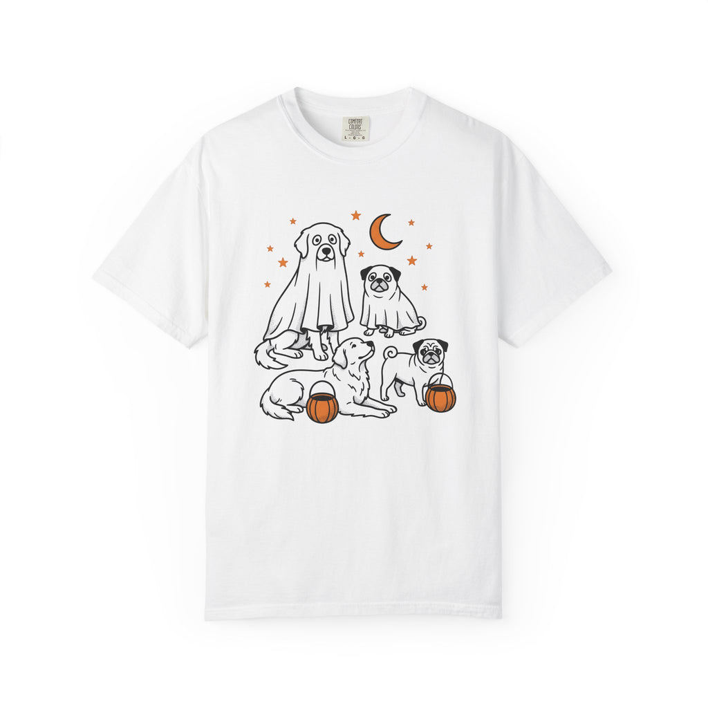 Canine Specter Art Shirt Halloween Puppy Gift Women Caricature Tee Dog Spirit T-Shirt Horror Fan Ghost Tshirt Puppy Graphic Line Art Squash