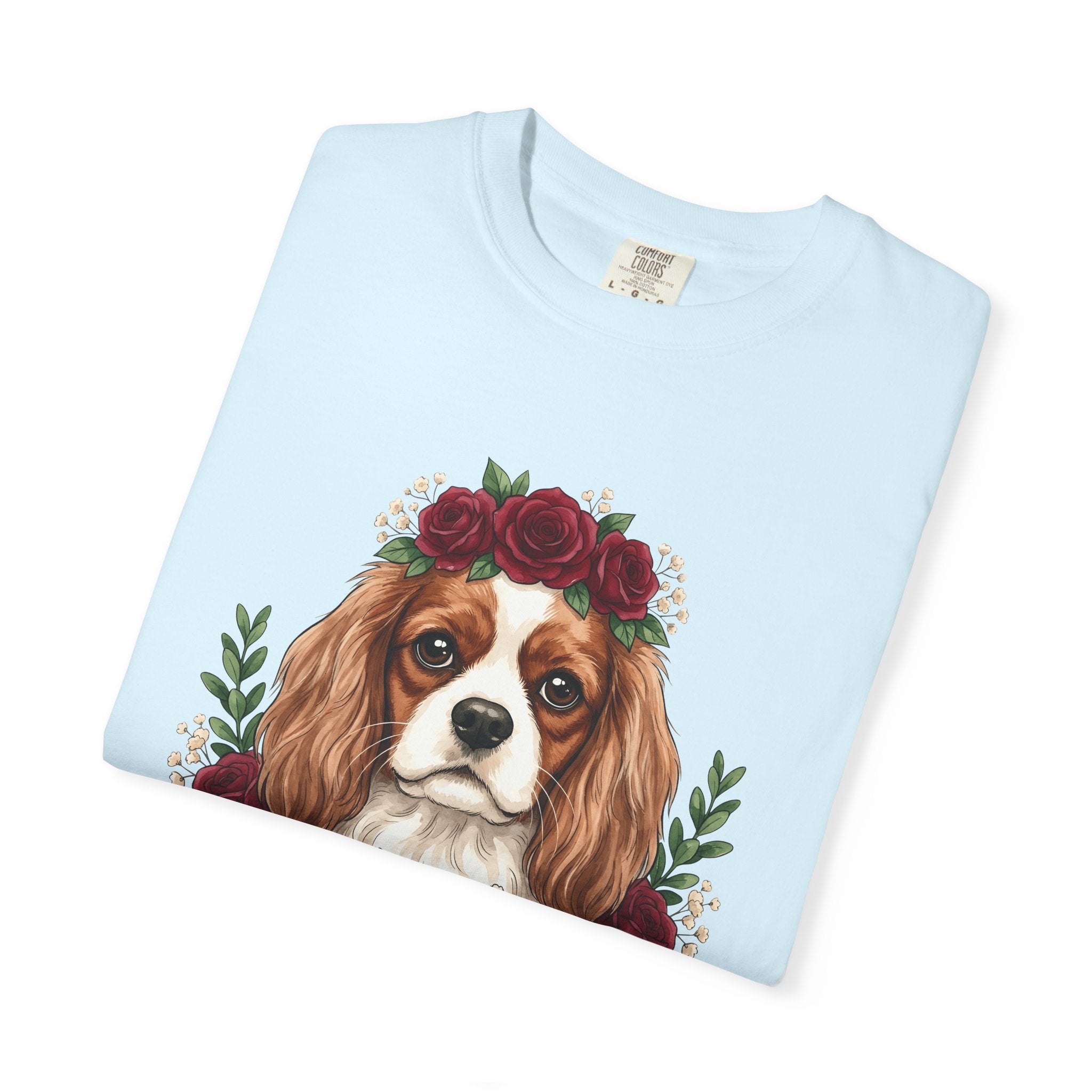 Cavalier King Charles Spaniel Shirt Dog Petals Gift Women Flower Art Tee Spaniel T-Shirt Dog Fan Floral Tshirt Floral Graphic Paint Blossom