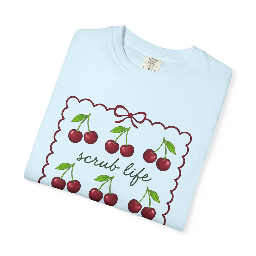 Cherry Graphic Shirt Nurses Food Gift Women Cute Tee Fruit T-Shirt Nurse Enthusiast Kawaii Tshirt Cuisine Graphic Hand Drawn Bow Tshirt