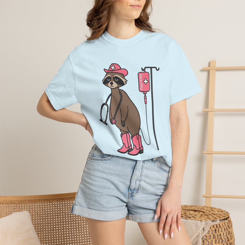 Raccoon Nurse Shirt Nurses Wildlife Gift Women Comic Tee Trash Panda T-Shirt Nurse Enthusiast Cartoon Tshirt Wildlife Graphic Chibi