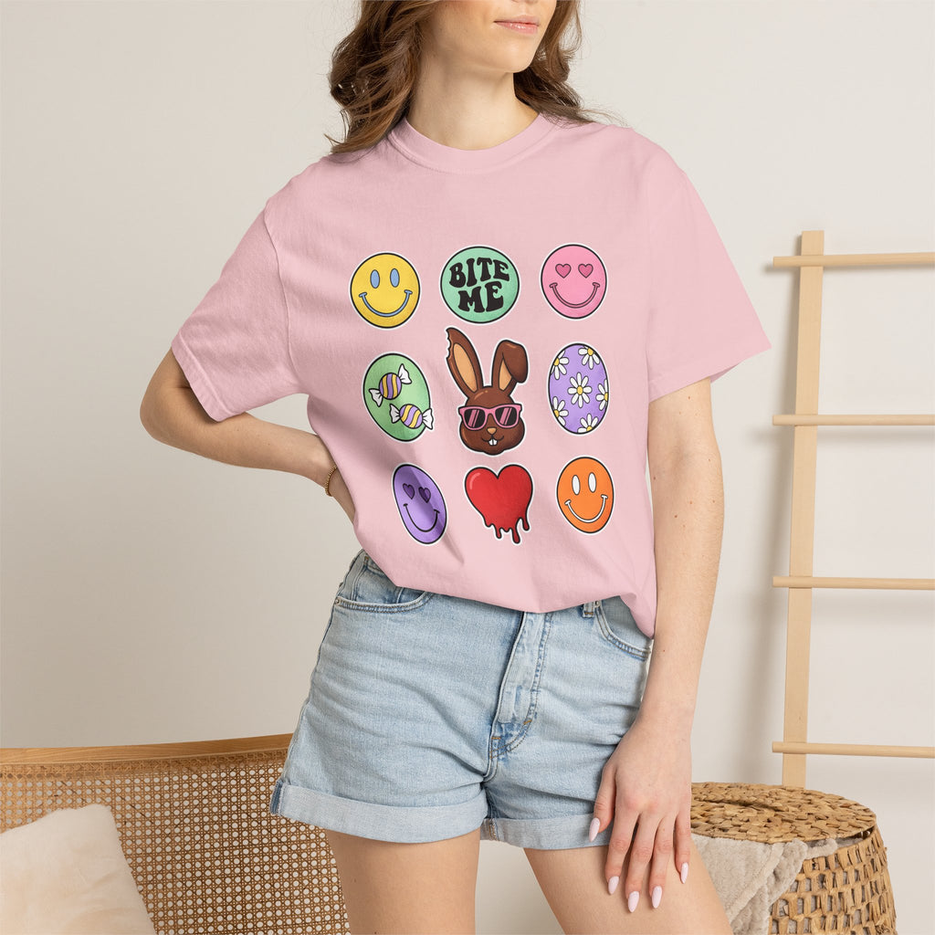 Cocoa Bunny Shirt Easter Treats Gift Women Cartoon Tee Bunny T-Shirt Easter Fan Cartoon Tshirt Sweets Graphic Classic Joyful Face Tshirt