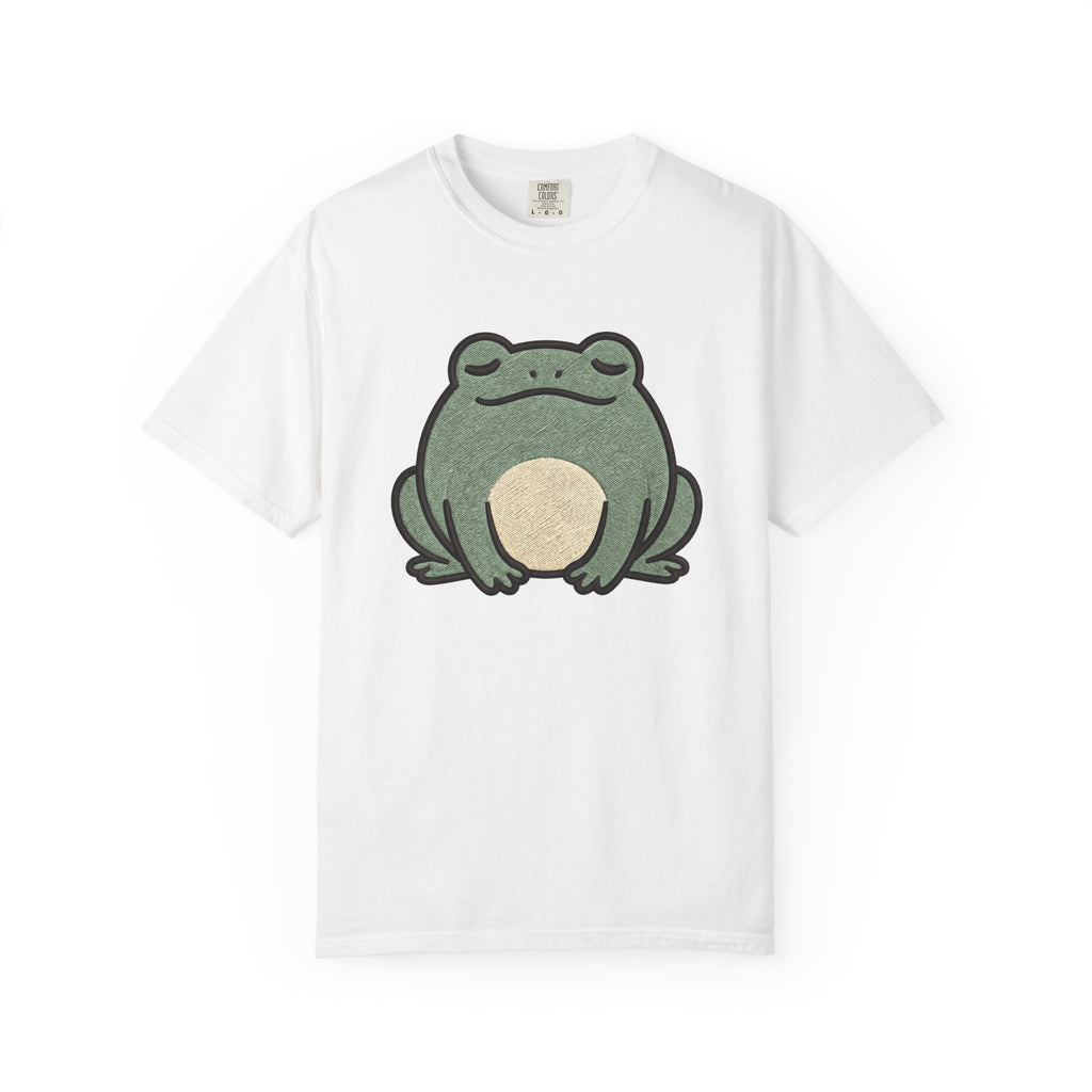 Frog Graphic Shirt Animals Nature Gift Women Embroidery Tee Toad T-Shirt Wildlife Fan Stitched Tshirt Environmental Graphic Minimalist