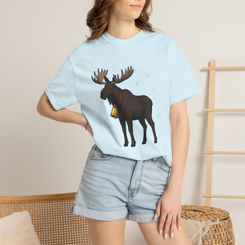 Stag Art Shirt Christmas Fauna Gift Women Classic Tee Deer T-Shirt Christmas Fan Vintage Tshirt Wildlife Graphic Line Art Winter Flakes