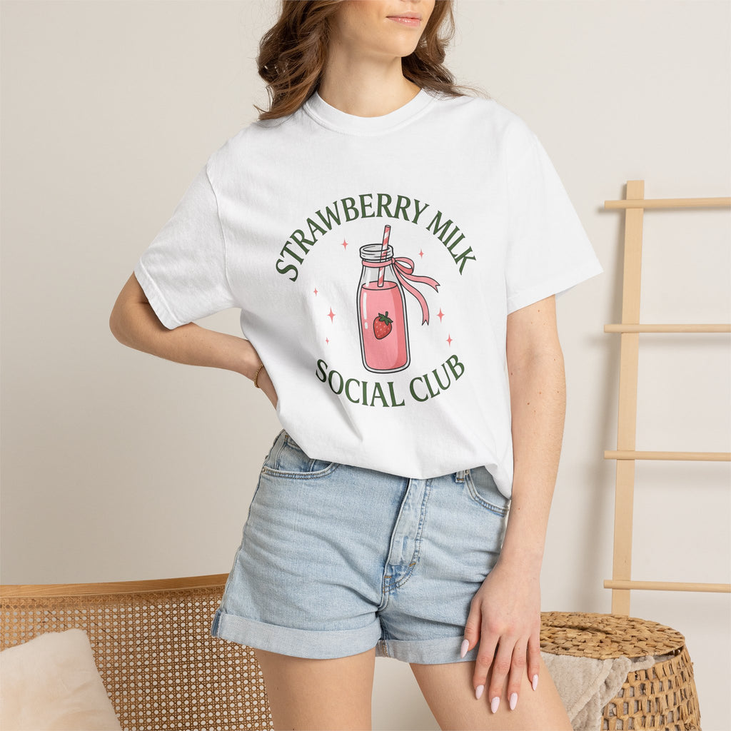 Strawberry Milk Bottle Shirt Desserts Beverage Gift Women Kawaii Tee Milk Bottle T-Shirt Dessert Fan Cute Tshirt Drink Graphic Retro Pink