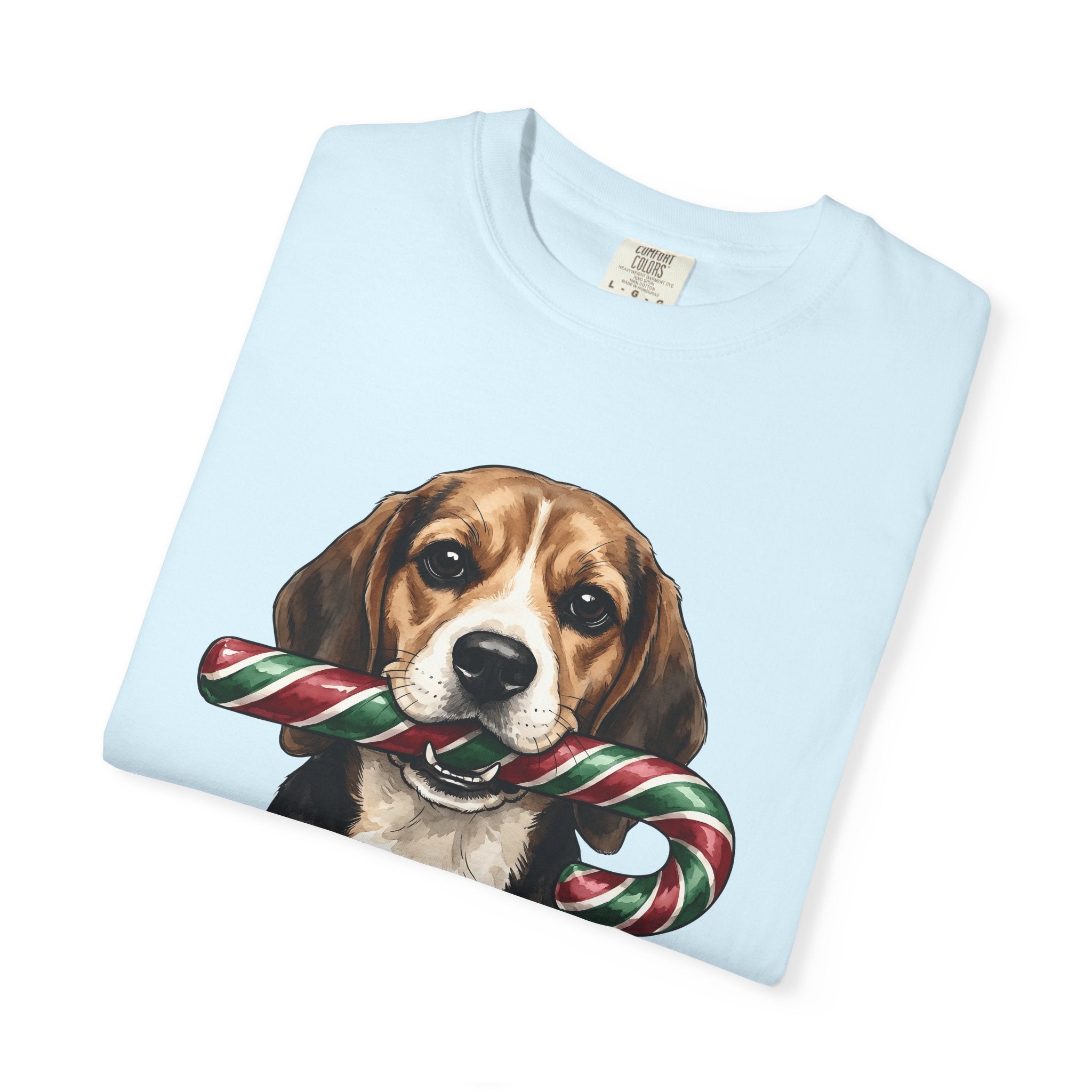 Beagle Dog Shirt Dog Christmas Gift Women Watercolor Tee Hound T-Shirt Dog Fan Watercolour Tshirt Winter Graphic Hand Drawn Candy Cane