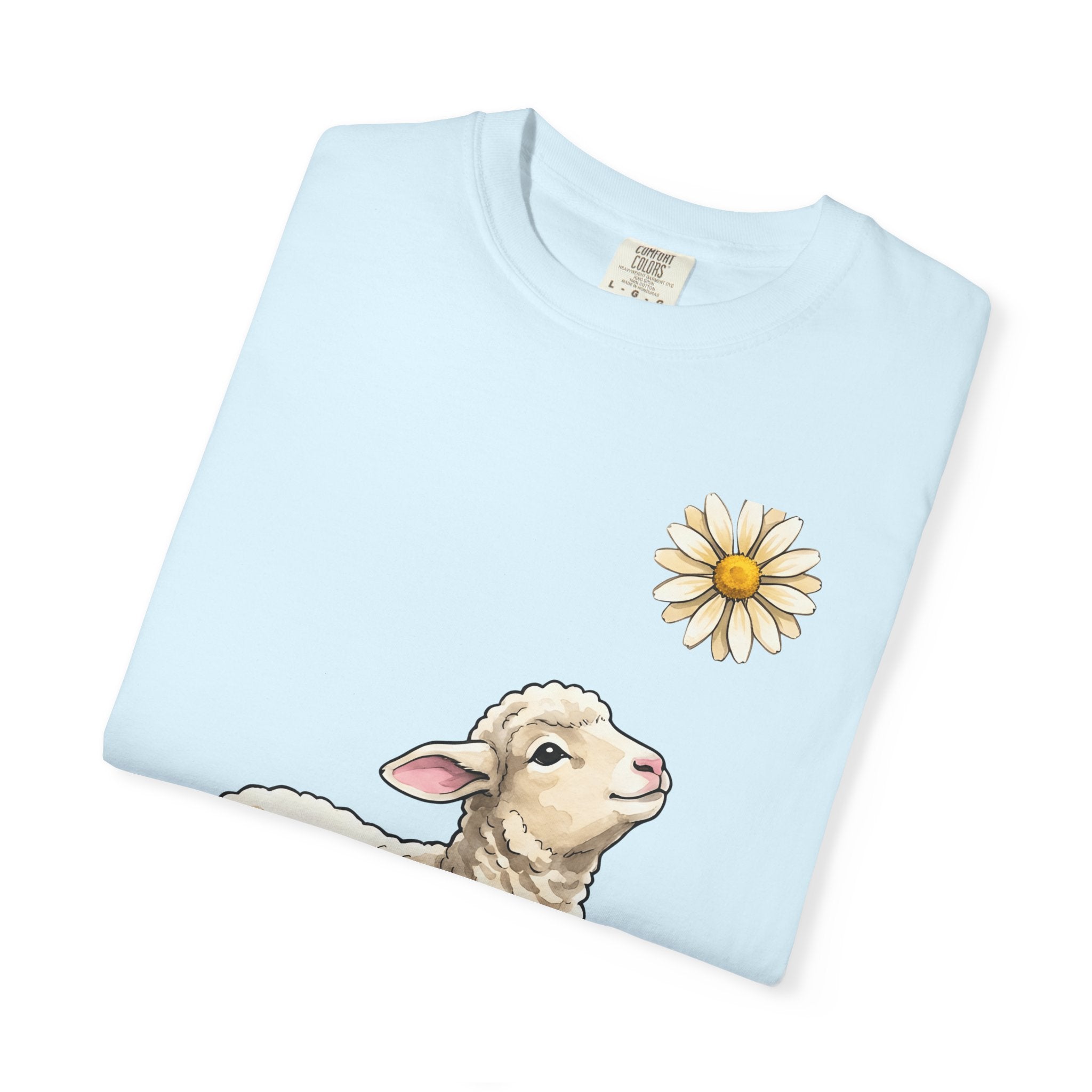 Lamb Shirt Easter Flora Gift Women Pastel Tee Sheep T-Shirt Easter Fan Botanical Graphic Tshirt Line Art Wildflower Tshirt