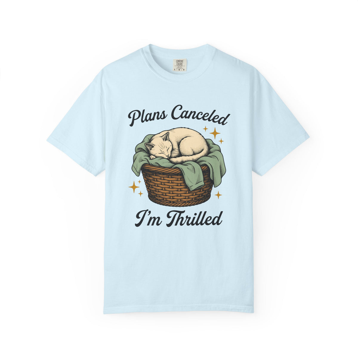 Sleeping Cat Shirt Cat Introvert Gift Women Vintage Tee Kitten T-Shirt Feline Fan Retro Tshirt Quiet Graphic Hand Drawn Wicker Basket Tshirt