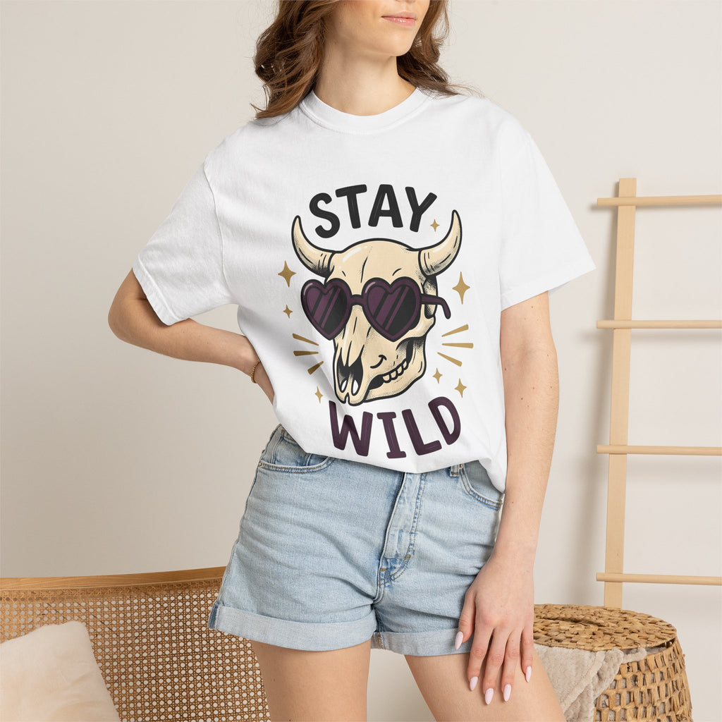 Bull Skull Shirt Cowgirl Western Gift Women Cartoon Tee Skull T-Shirt Rodeo Fan Cowboy Tshirt Western Graphic Retro Heart Sunglasses Tshirt