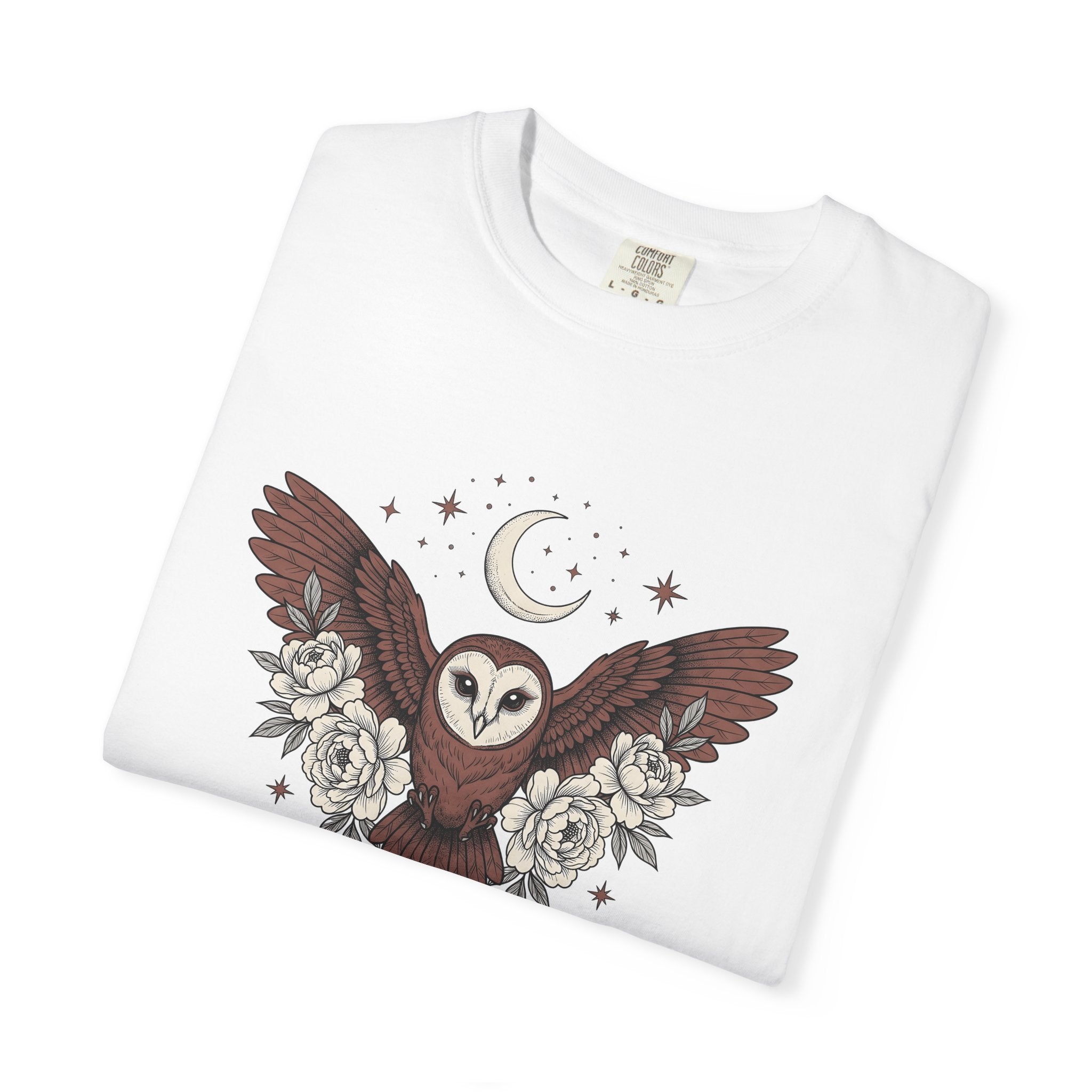 Barn Owl Shirt Cottagecore Flower Gift Women Bohemian Tee Owl T-Shirt Cottage Fan Cottagecore Tshirt Floral Graphic Retro Moon Tshirt