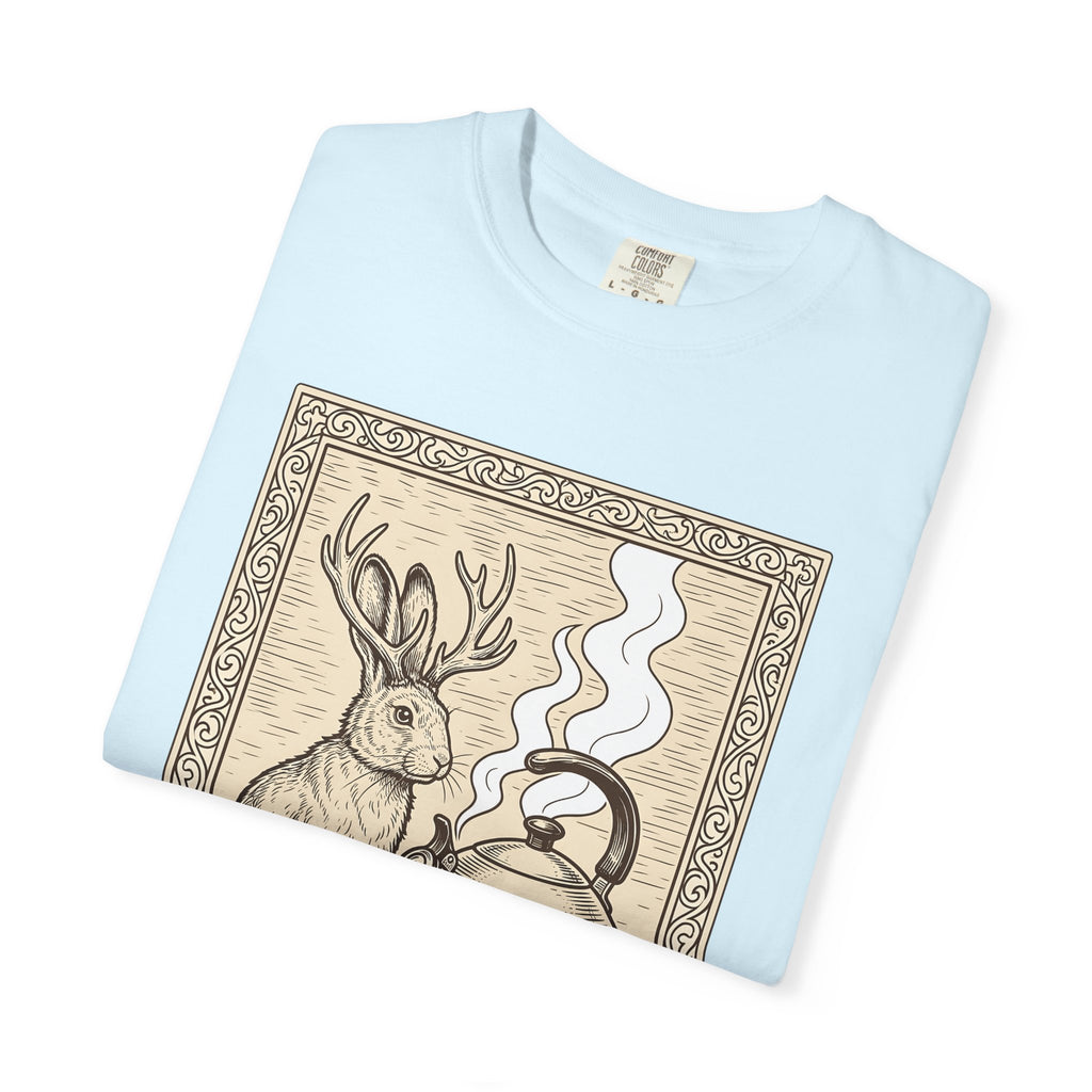 Jackalope Teapot Shirt Boho Chic Forest Gift Women Retro Tee Teapot T-Shirt Bohemian Fan Vintage Tshirt Woods Graphic Sketch Smoke Tshirt