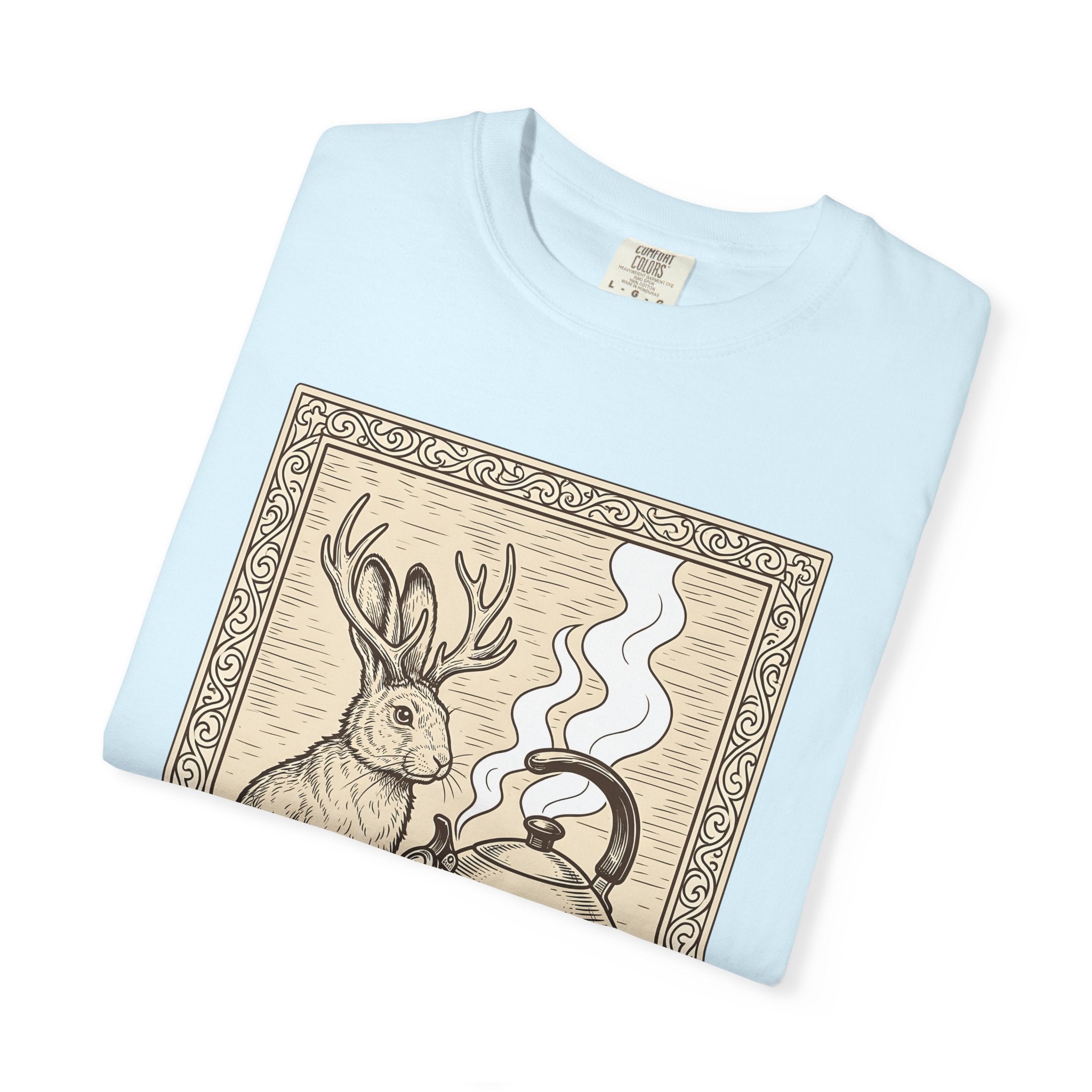 Jackalope Teapot Shirt Boho Chic Forest Gift Women Retro Tee Teapot T-Shirt Bohemian Fan Vintage Tshirt Woods Graphic Sketch Smoke Tshirt