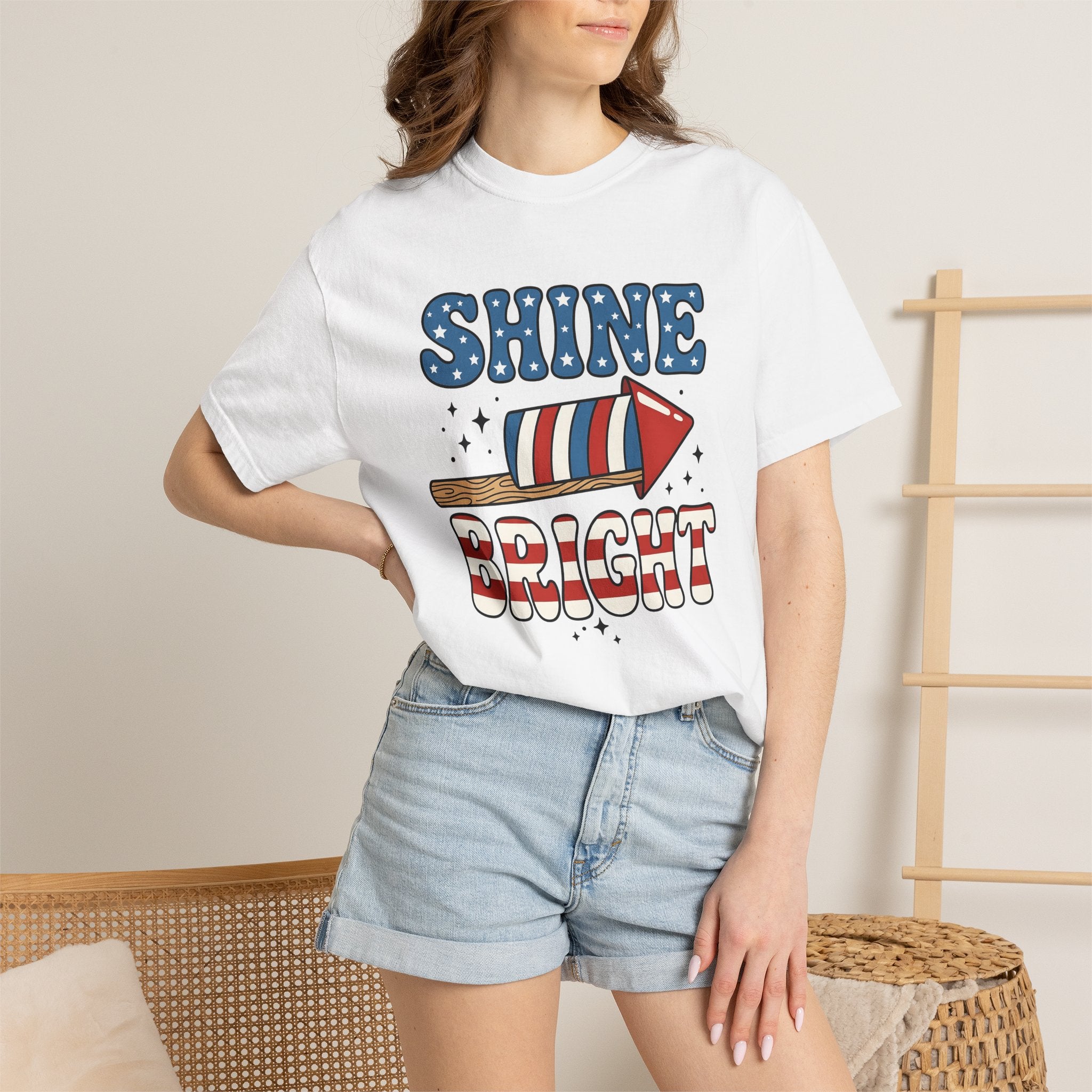 American Firework Shirt 4th Of July Party Gift Women Graphic Tee Fireworks T-Shirt Independence Day Enthusiast Firework Graphic Tshirt
